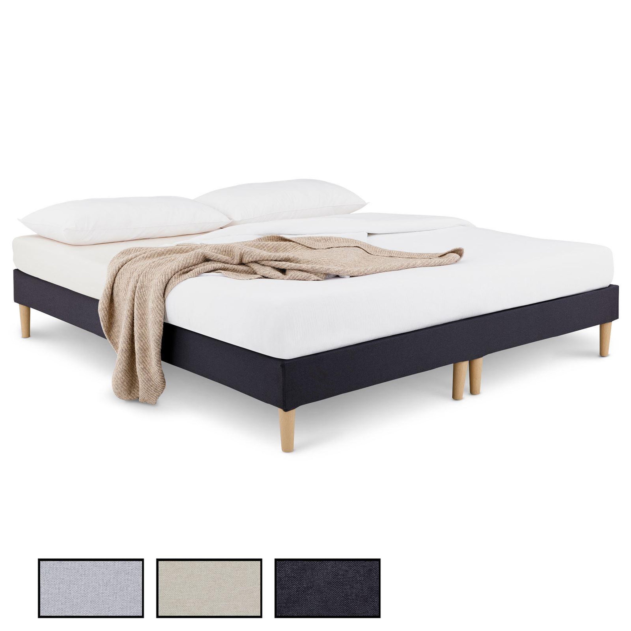 IDIMEX Sommier tapissier RENNES 180 x 200 cm revêtement tissu. Coloris disponibles : Gris, Noir