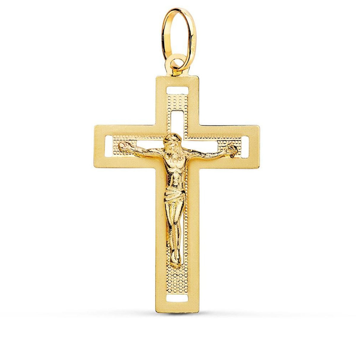 L'ATELIER D'AZUR Pendentif  - Médaille Christ sur la Croix Or 18 Carats 750 Jaune - Chaine Offerte