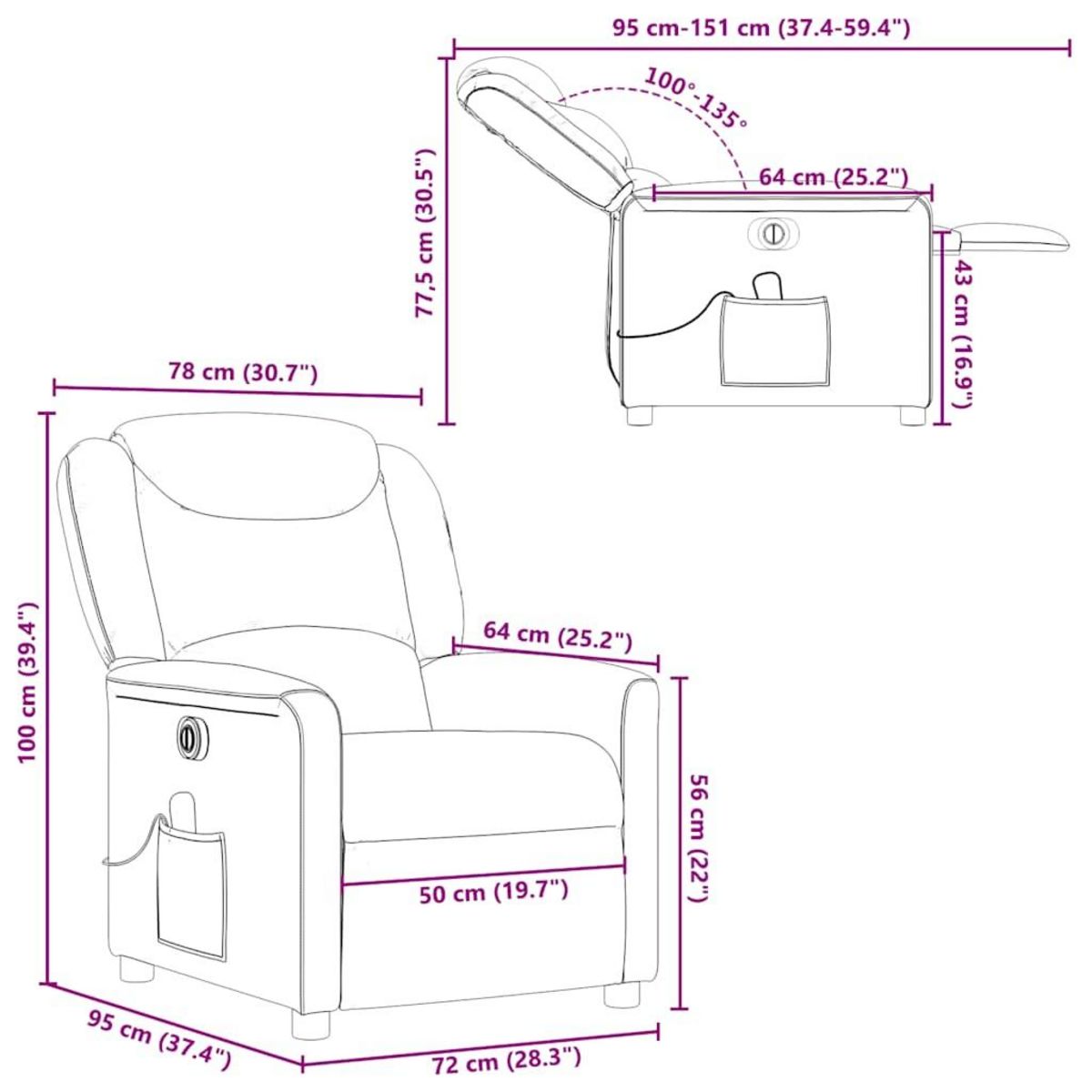 VIDAXL Fauteuil inclinable de massage electrique creme tissu