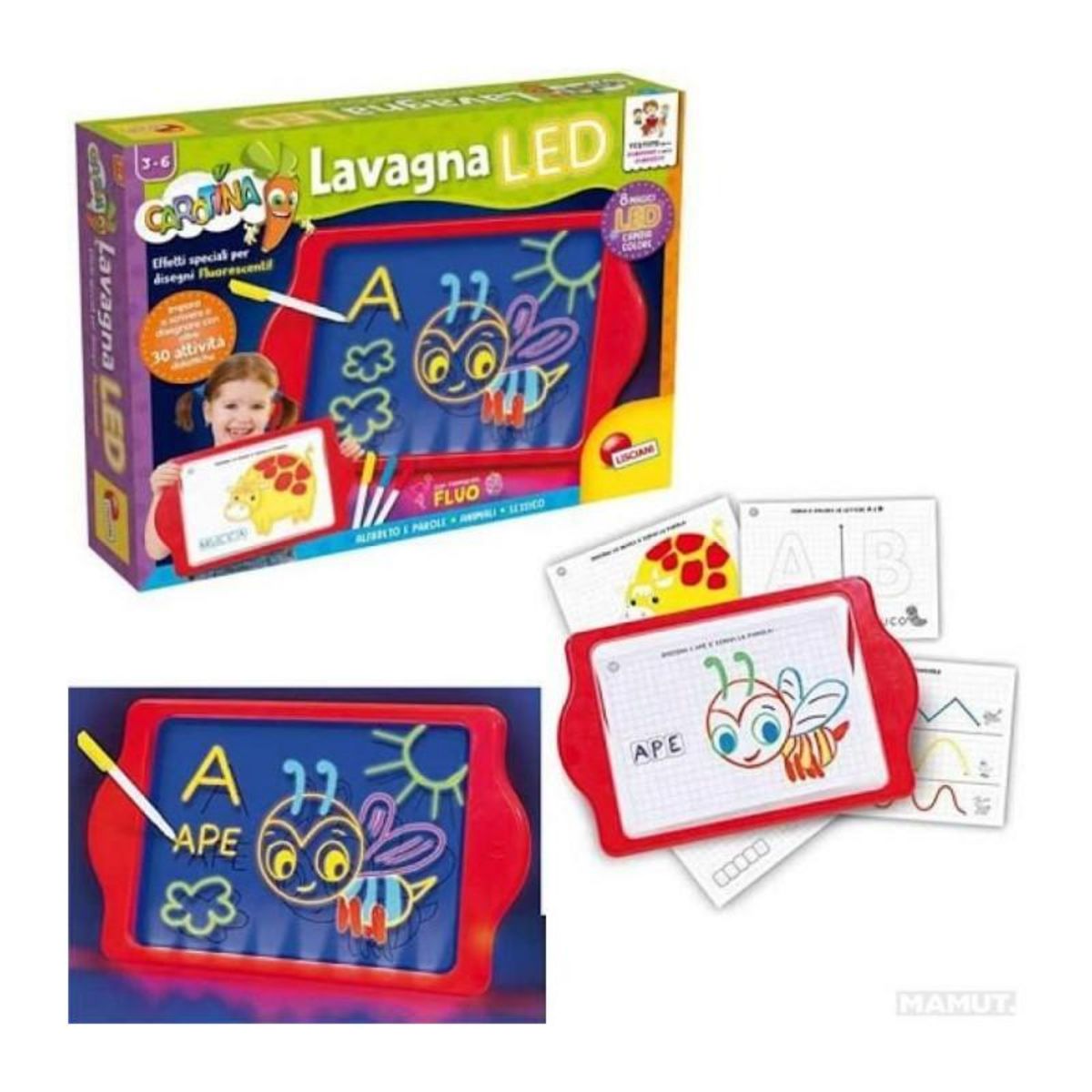 LISCIANI GIOCHI Tableau lumineux pour dessiner et compter - LISCIANI - Feutres FLUO inclus