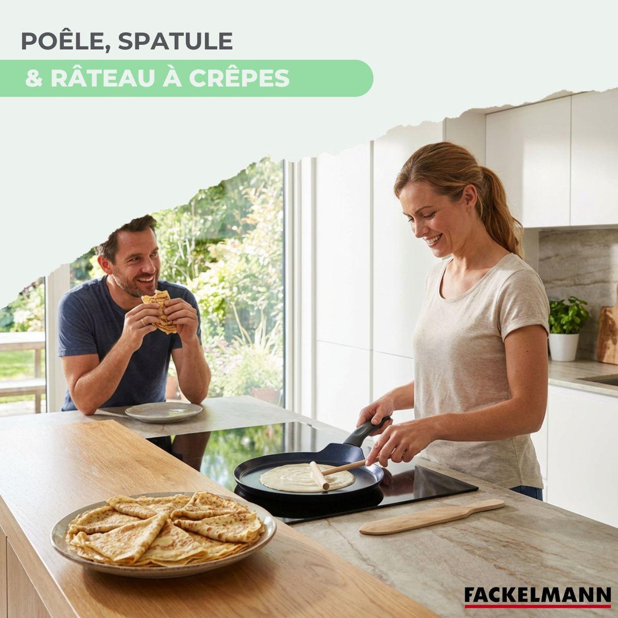 Voir la diapositive 2 : Fackelmann Set chandeleur avec crêpière 26 cm et 2 ustensiles fackelmann brandao