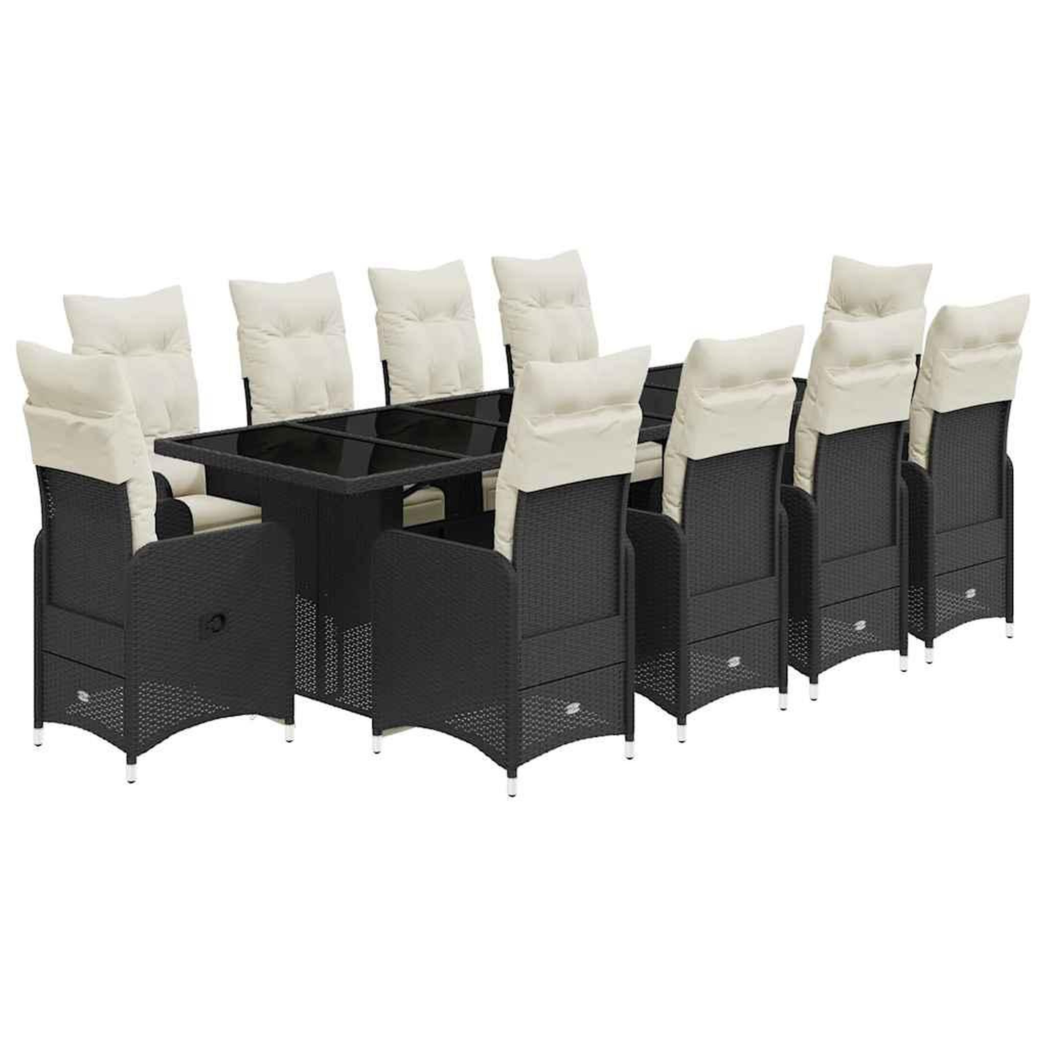 Voir la diapositive 2 : VIDAXL Ensemble de bistro de jardin 11 pcs coussins noir poly rotin