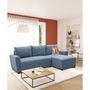Voir la diapositive 2 : MARKET24 Canapé d'angle convertible 3-4 places STEWART - Tissu bleu - L224 x H85 x P155 cm