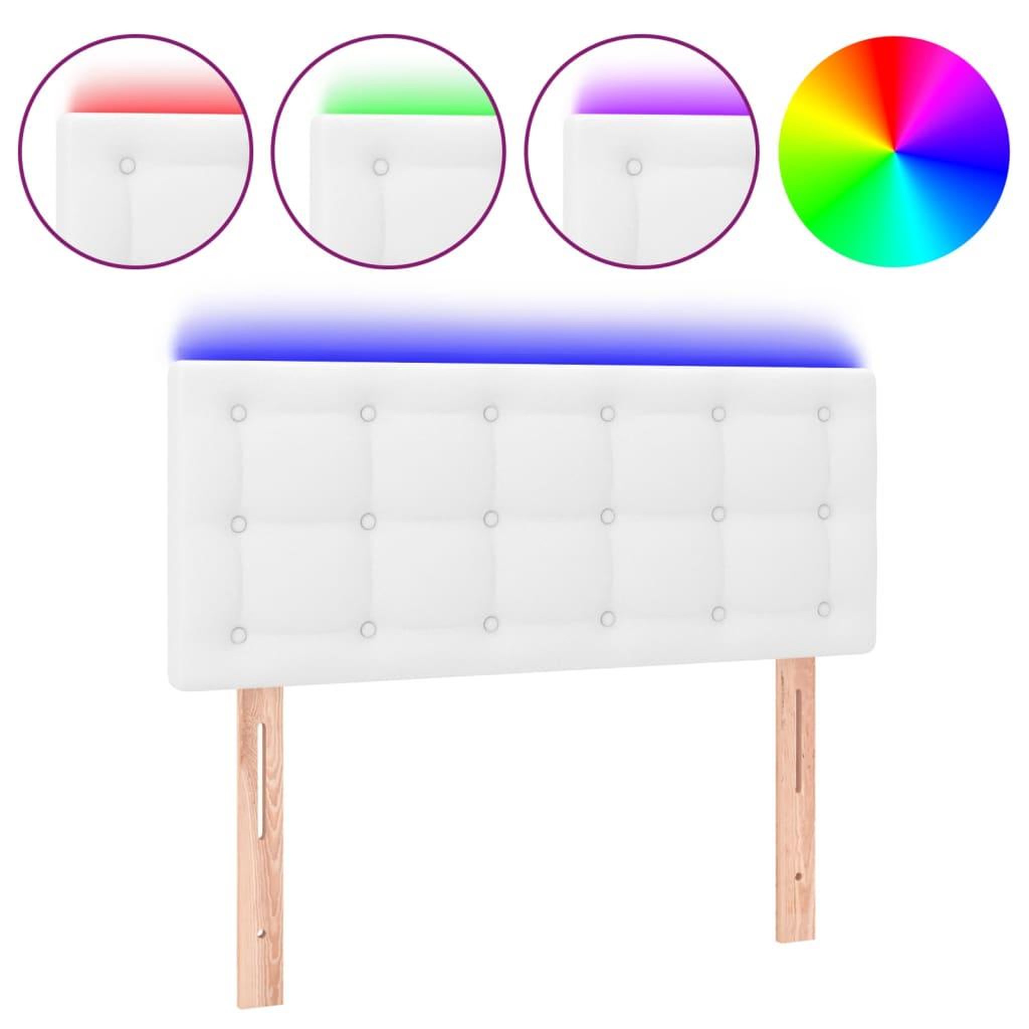 Voir la diapositive 2 : VIDAXL Tete de lit a LED Blanc 80x5x78/88 cm Similicuir