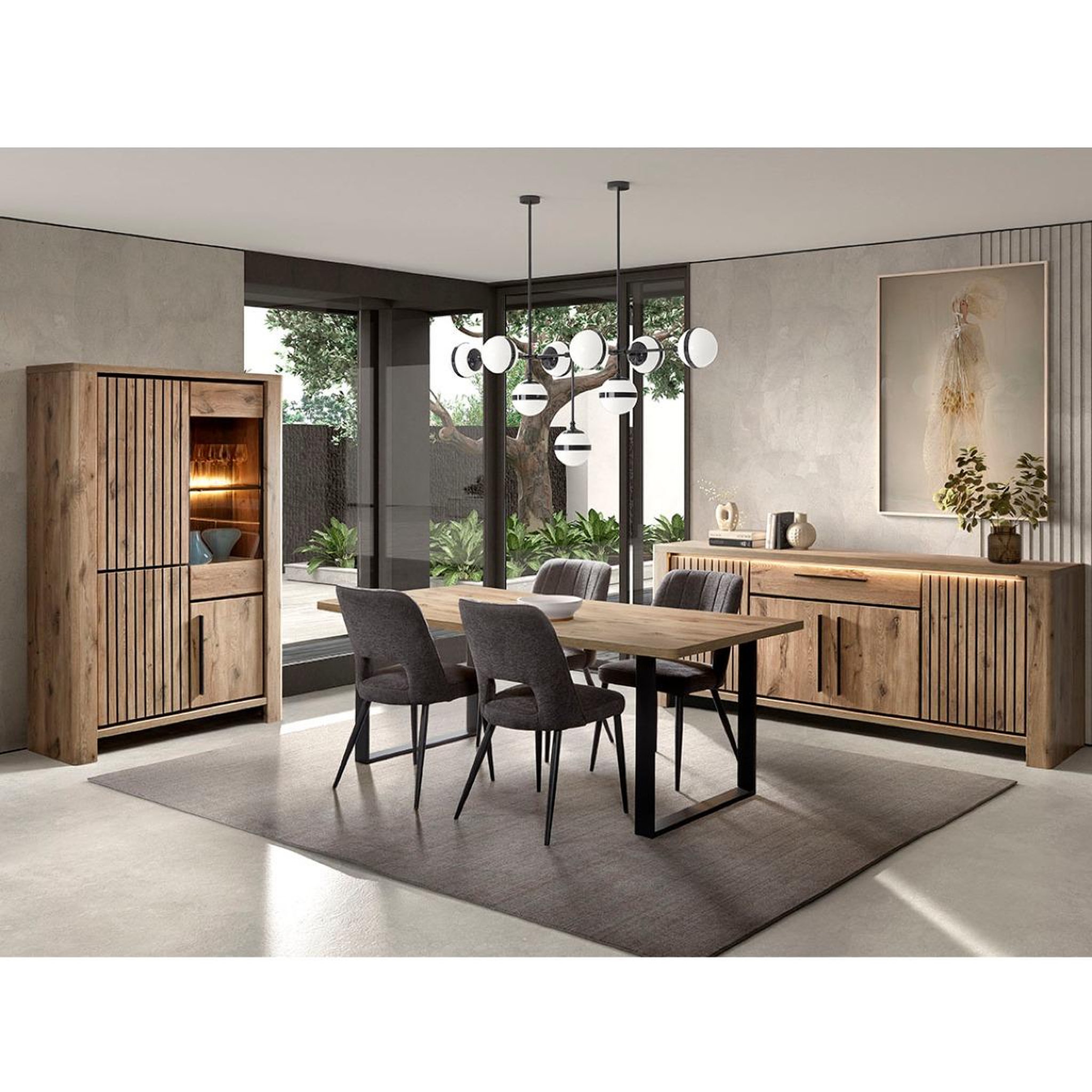 Voir la diapositive 3 : JLC KREATION Table de repas 200cm avec piètement métal santorini