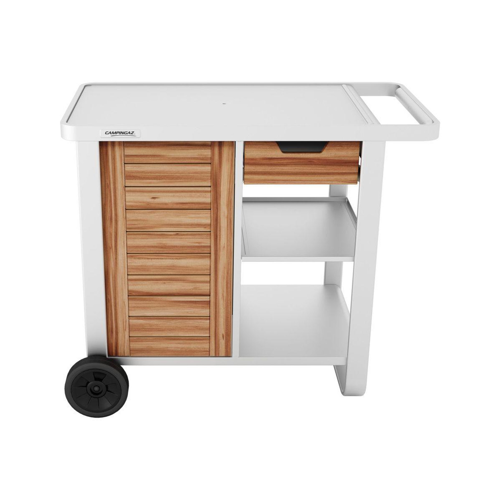 Voir la diapositive 2 : CAMPINGAZ Chariot plancha woody deluxe compatible plancha 2 et 3 brûleurs blue flame, sorio et master