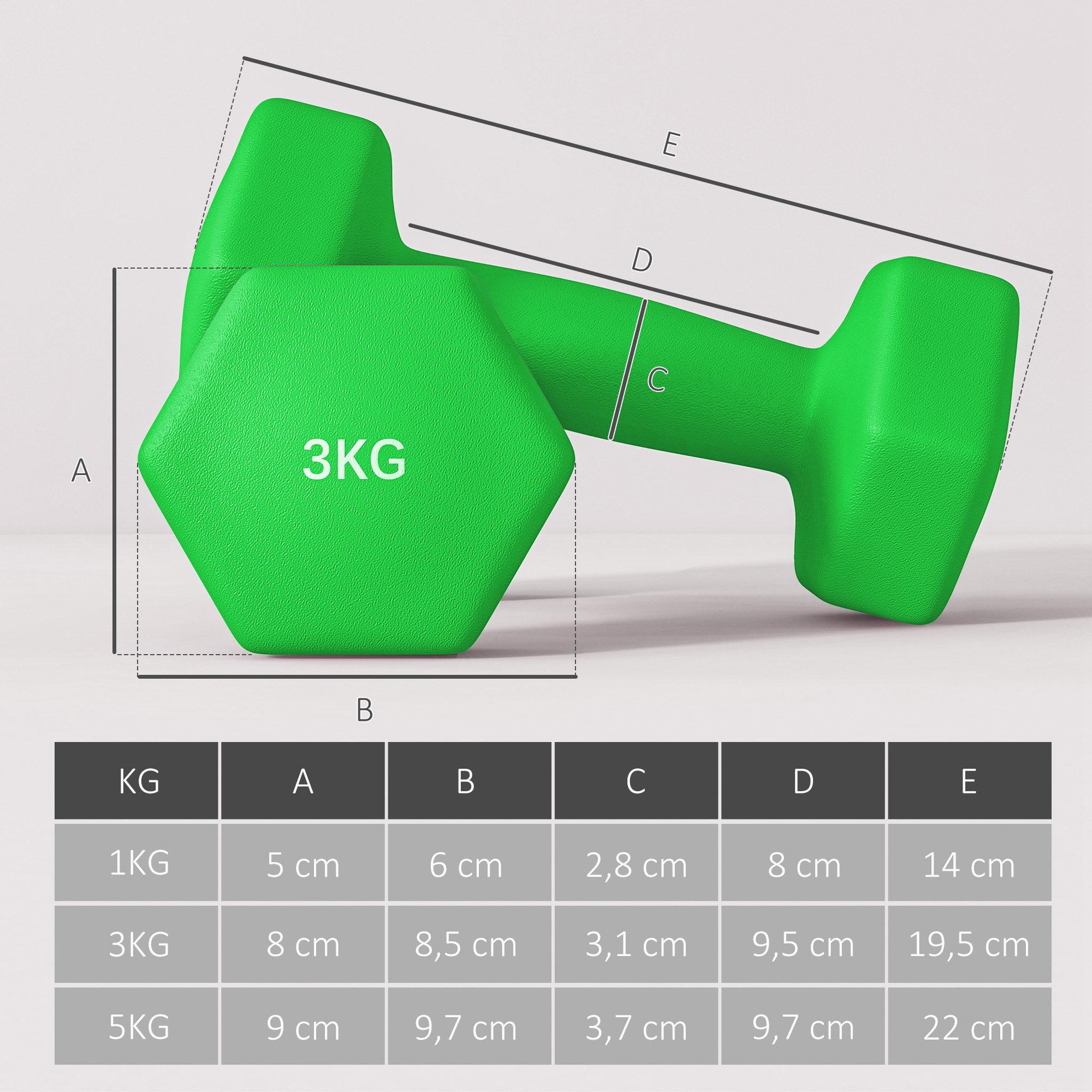 Voir la diapositive 3 : HOMCOM Support noir pour 6 haltères vinyles - 6 haltères incluses total 48 kg - noir gris vert