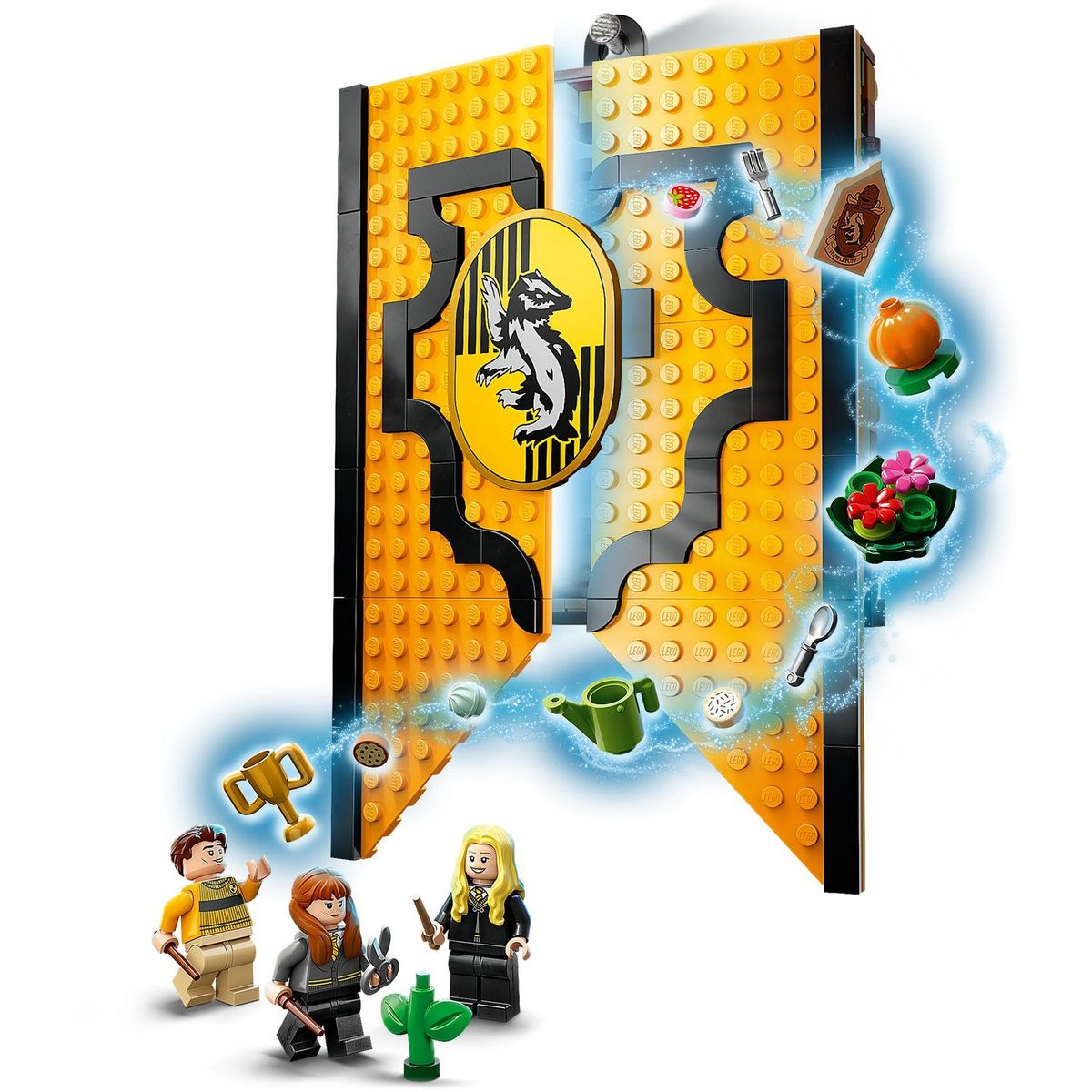 LEGO Harry Potter 76412 - Le blason de la maison Poufsouffle, Jouet avec 3 Minifigurines et Mandragore, Décoration Murale à Collectionner, Château de Poudlard