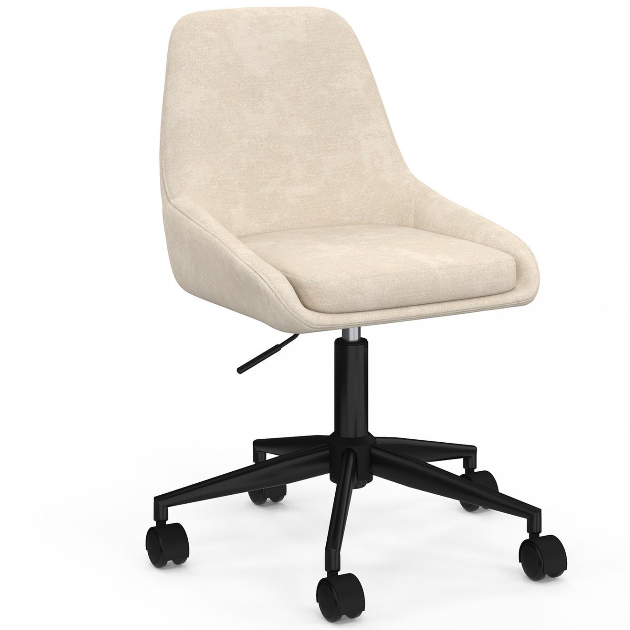ID MARKET Chaise de bureau MARTIN en tissu chenille beige pivotante et hauteur réglable à roulettes