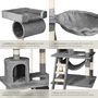 Voir la diapositive 4 : tectake Arbre à chat 141 cm avec griffoir et plateforme d'escalade gris