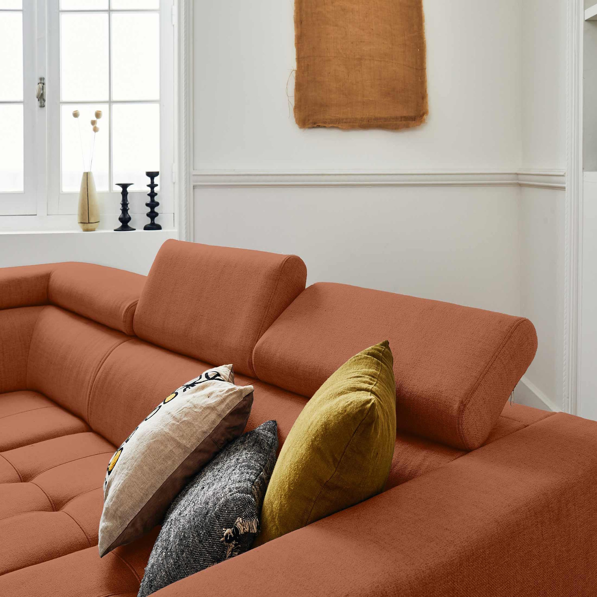 Voir la diapositive 4 : LISA DESIGN Olinda - canapé d'angle gauche - 5 places - convertible avec coffre et têtières réglables - en tissu