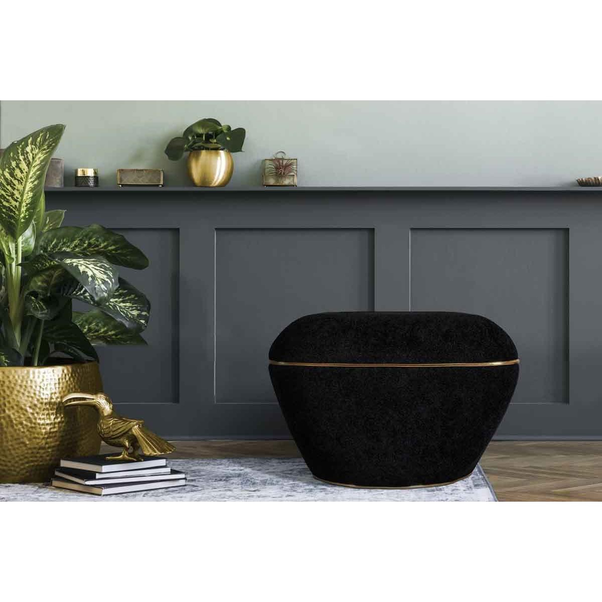 Voir la diapositive 5 : Paris Prix Tabouret carré déco  contessa  60cm noir & or