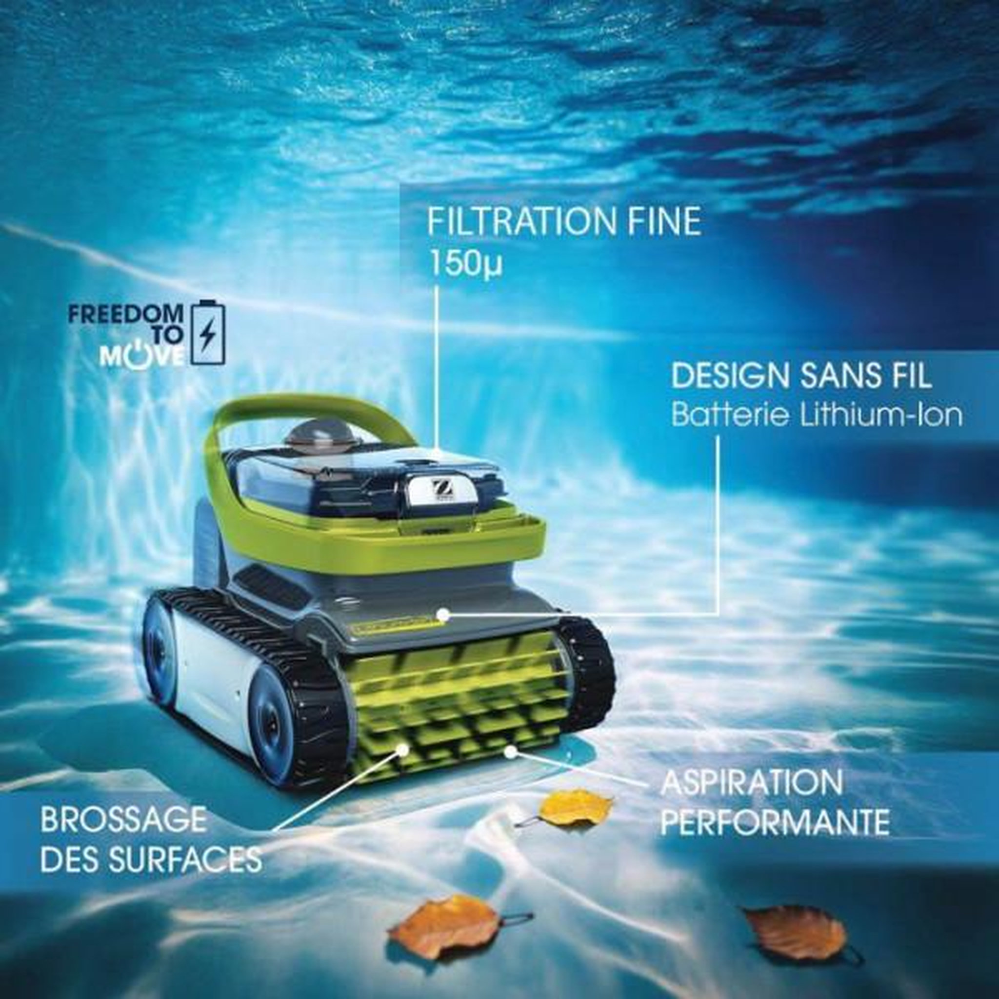 Voir la diapositive 6 : Zodiac Robot de piscine a batterie - ZODIAC - PIXEL OP 3220 - Fond et parois - Cycle de 2 h - Filtre 150-µ