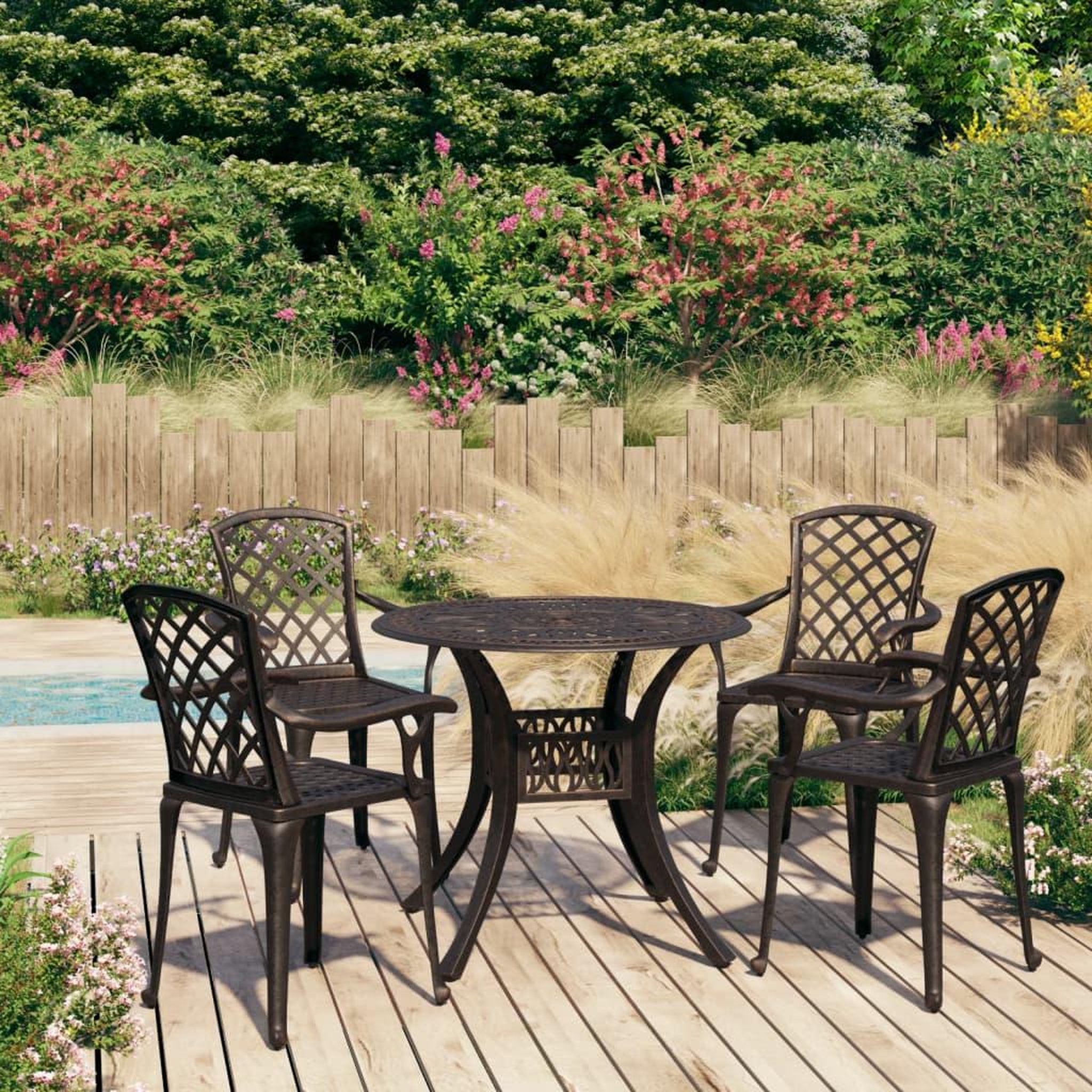 Voir la diapositive 1 : VIDAXL Ensemble de bistro 5 pcs Aluminium coule Bronze