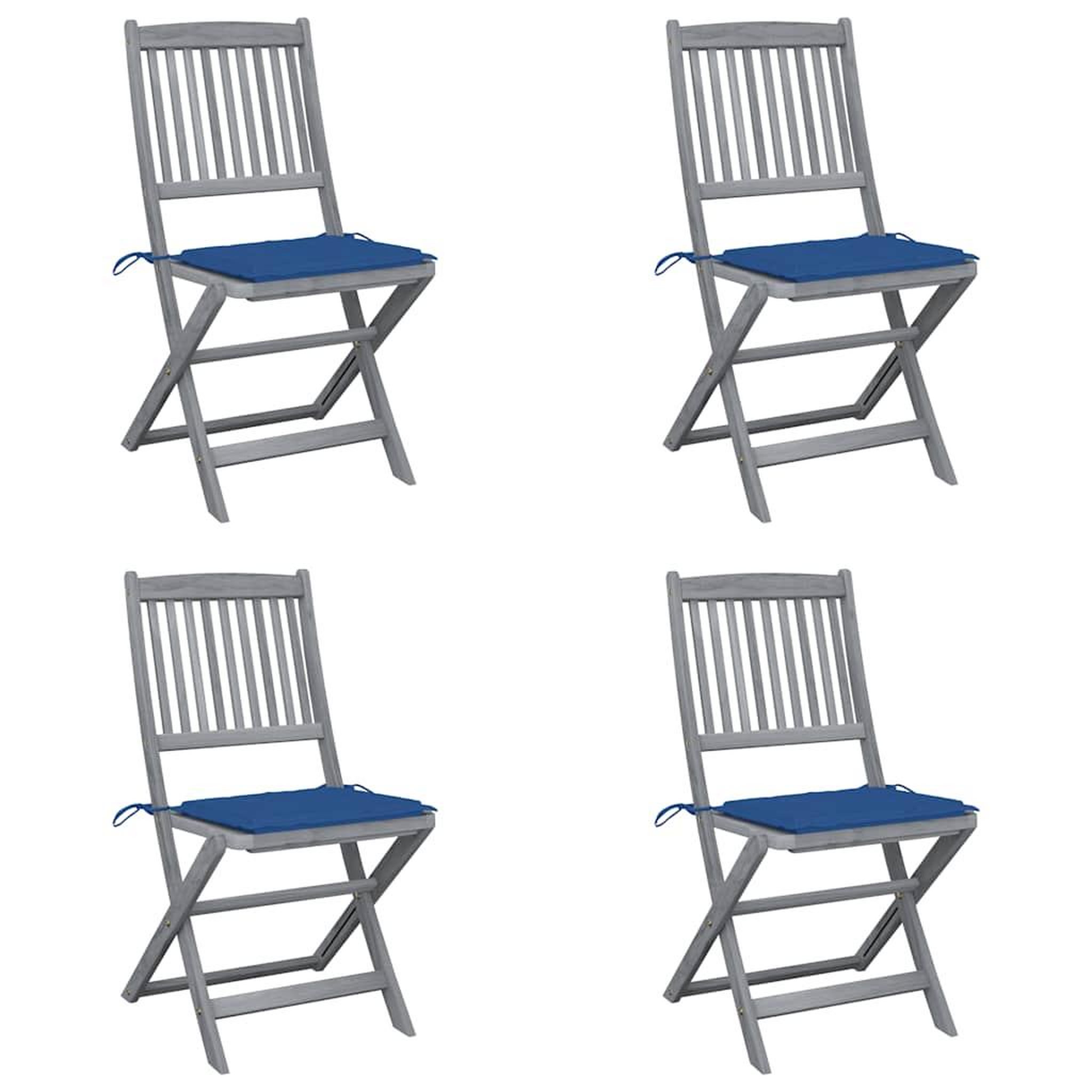 VIDAXL Chaises pliables d'exterieur lot de 4 et coussins Bois d'acacia