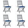 Voir la diapositive 1 : VIDAXL Chaises pliables d'exterieur lot de 4 et coussins Bois d'acacia
