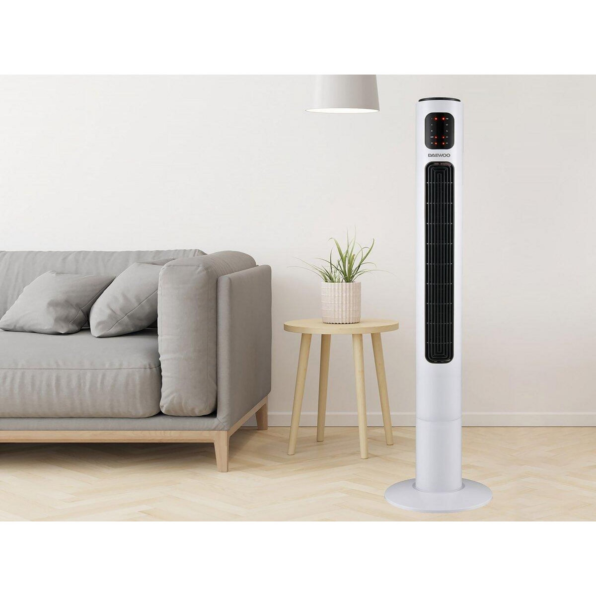 Habitat et Jardin Ventilateur colonne - 45W - 3 vitesses - Avec télécommande - Blanc