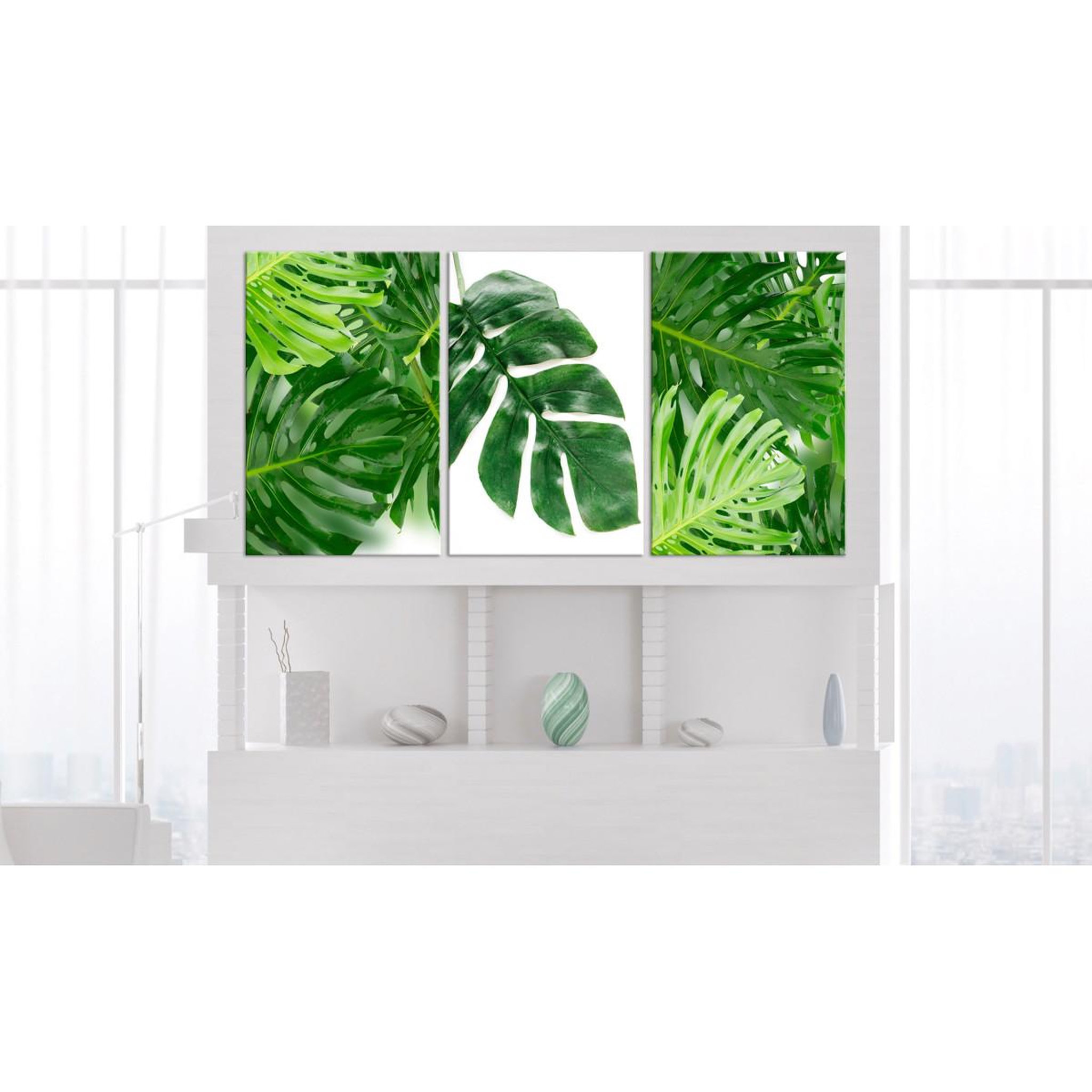 Voir la diapositive 2 : Paris Prix Tableau imprimé  palm leaves 3 panneaux  60x120cm