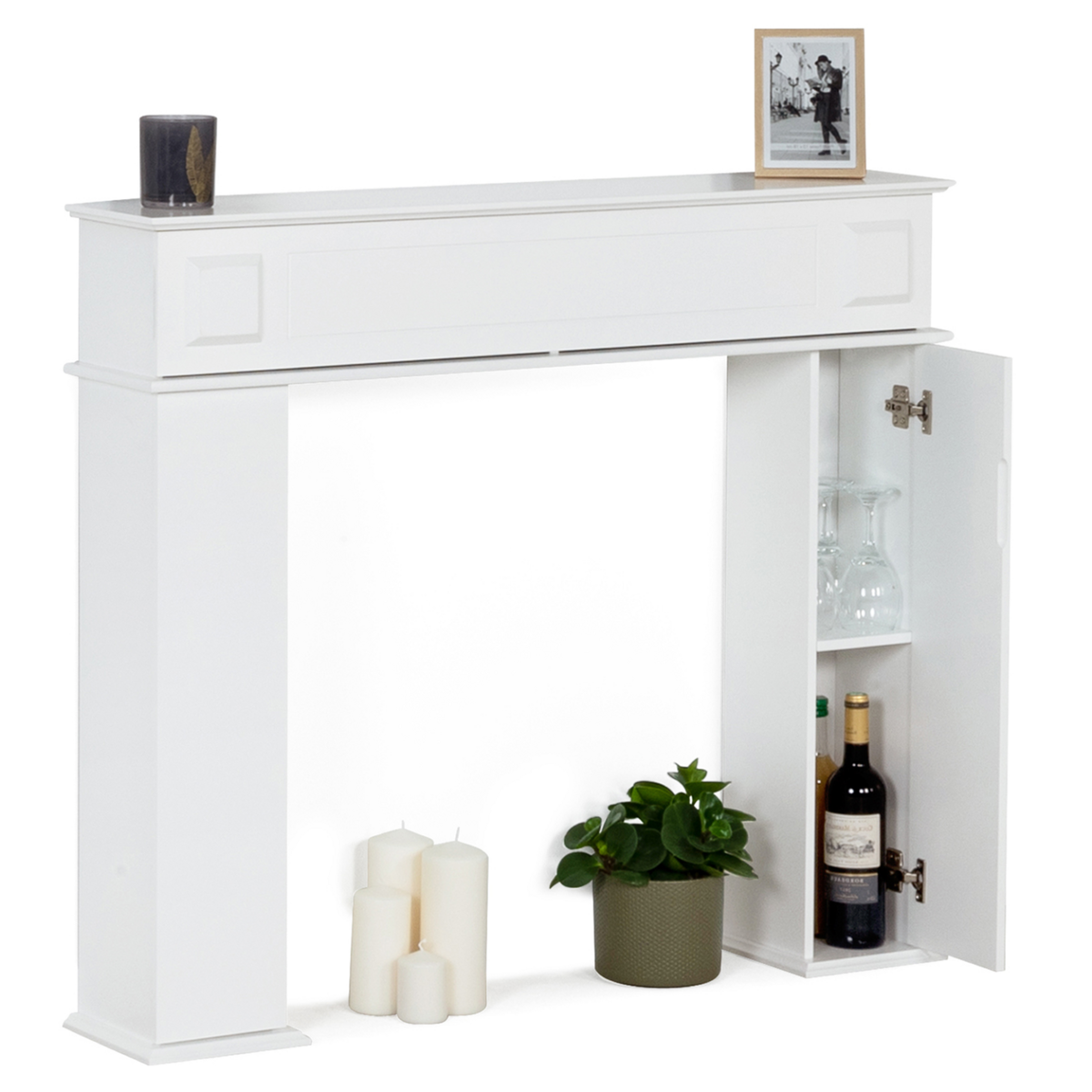 ID MARKET Console manteau de cheminée décorative avec rangements