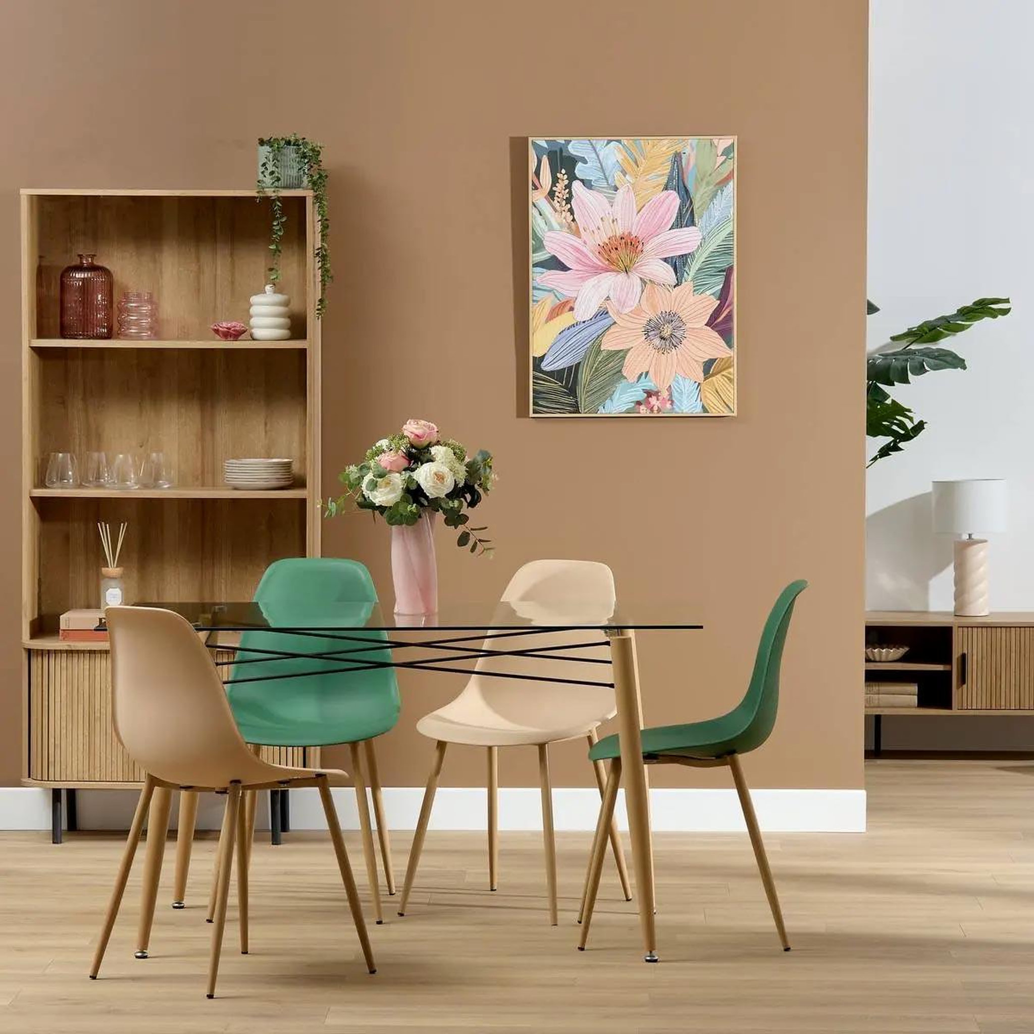 Voir la diapositive 4 : ATMOSPHERA Table à manger en verre  jindo  140cm transparent