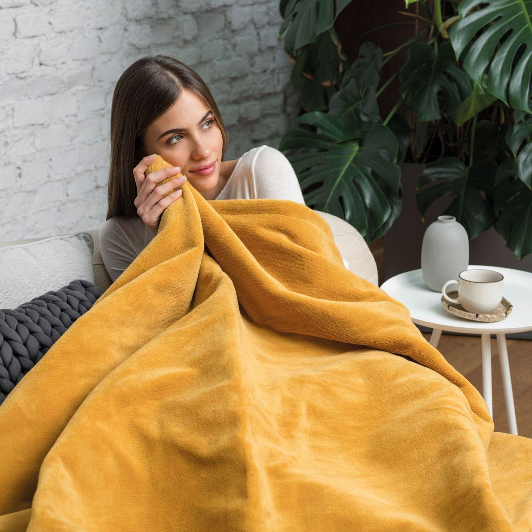 Voir la diapositive 2 : DREAMLAND Couverture chauffante snuggle up moutarde 6t 160x120