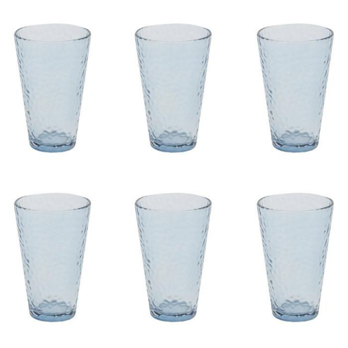 Paris Prix Lot de 6 Verres à Eau  Martelé  34cl Bleu Fumé