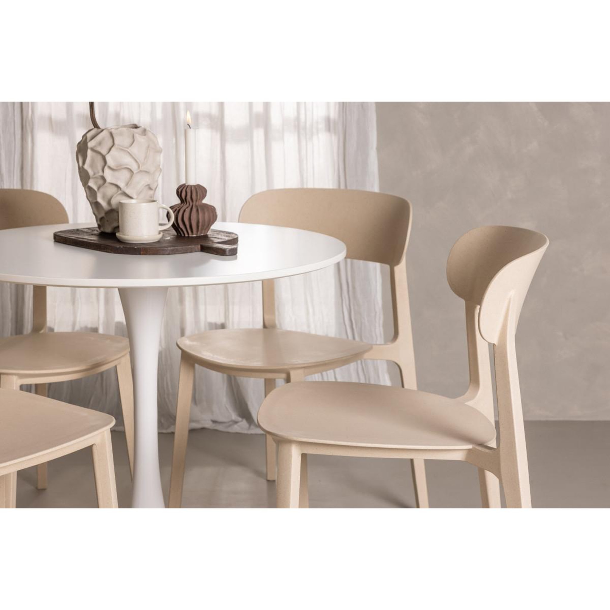 Voir la diapositive 5 : Paris Prix Ensemble table à manger & 4 chaises  hamden & astol  80cm blanc & beige
