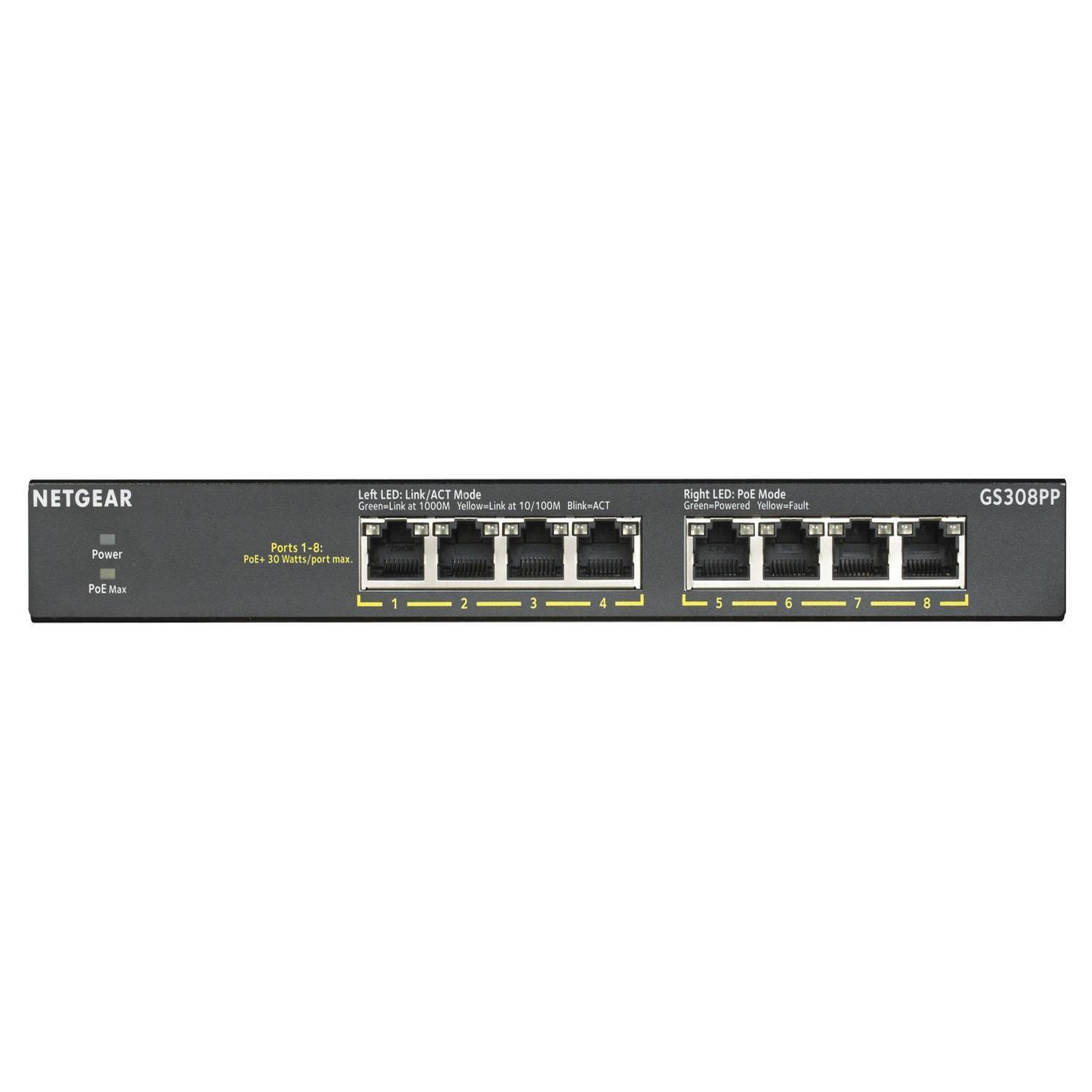 Voir la diapositive 2 : Netgear Switch réseau Netgear GS308PP non-géré Gigabit Ethernet PoE+ 8 ports