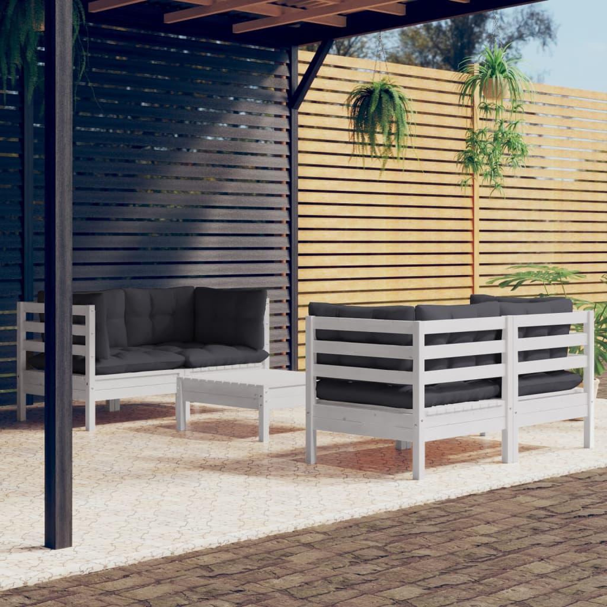 VIDAXL Salon de jardin 5 pcs avec coussins anthracite bois de pin