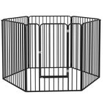 PAWHUT Parc enclos modulable pour chien 6 panneaux avec porte acier époxy noir