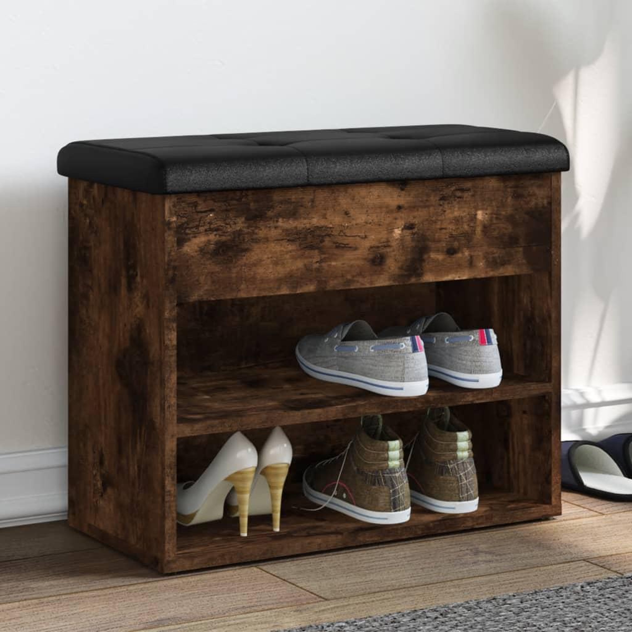 VIDAXL Banc a chaussures chene fume 62x32x50 cm bois d'ingenierie