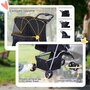 Voir la diapositive 6 : PAWHUT Poussette buggy pour chiens 75L x 46l x 94H cm pliable imperméable tissu 600D Oxford 4 roues noir
