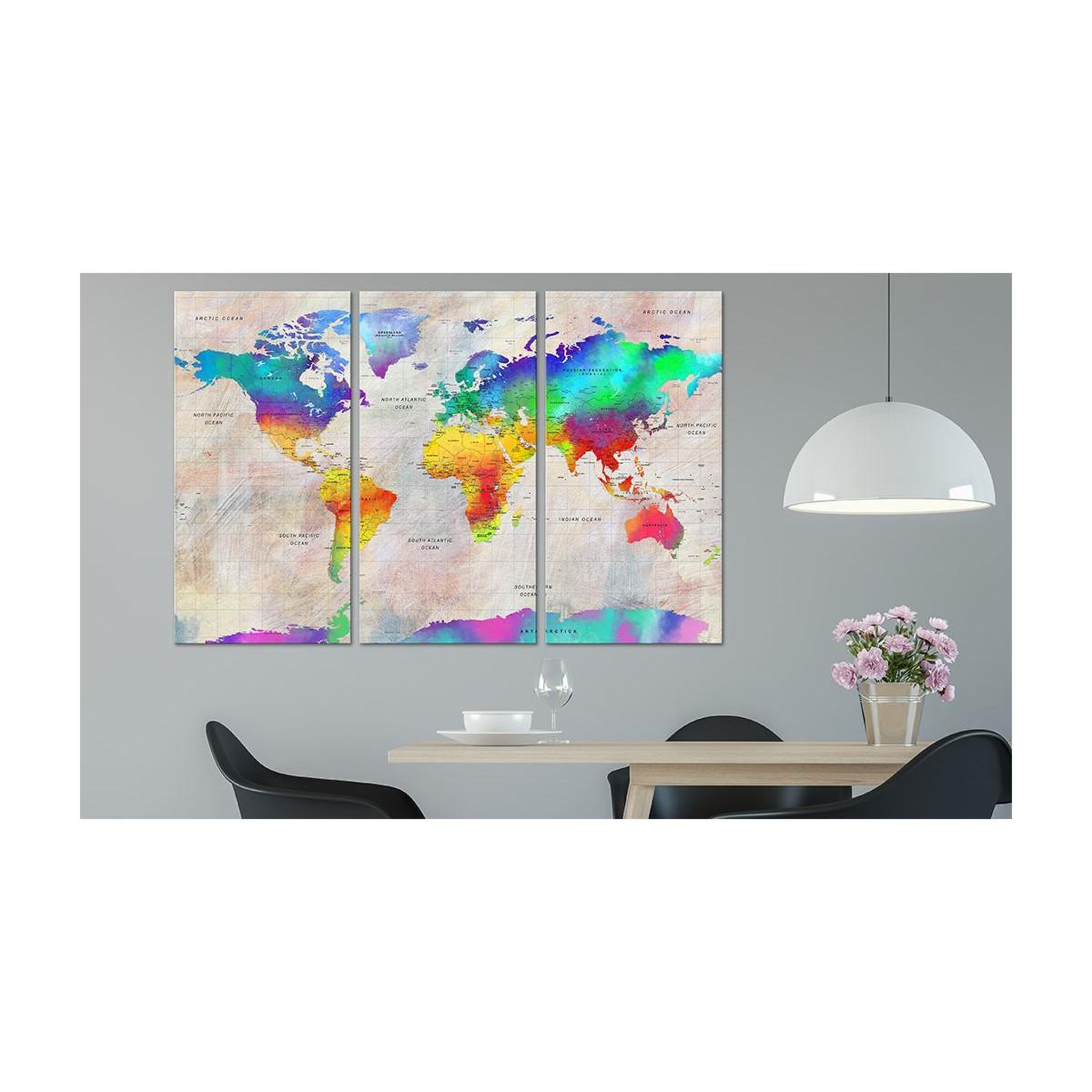 Voir la diapositive 2 : Paris Prix Tableau Imprimé  World Map : Rainbow Gradient