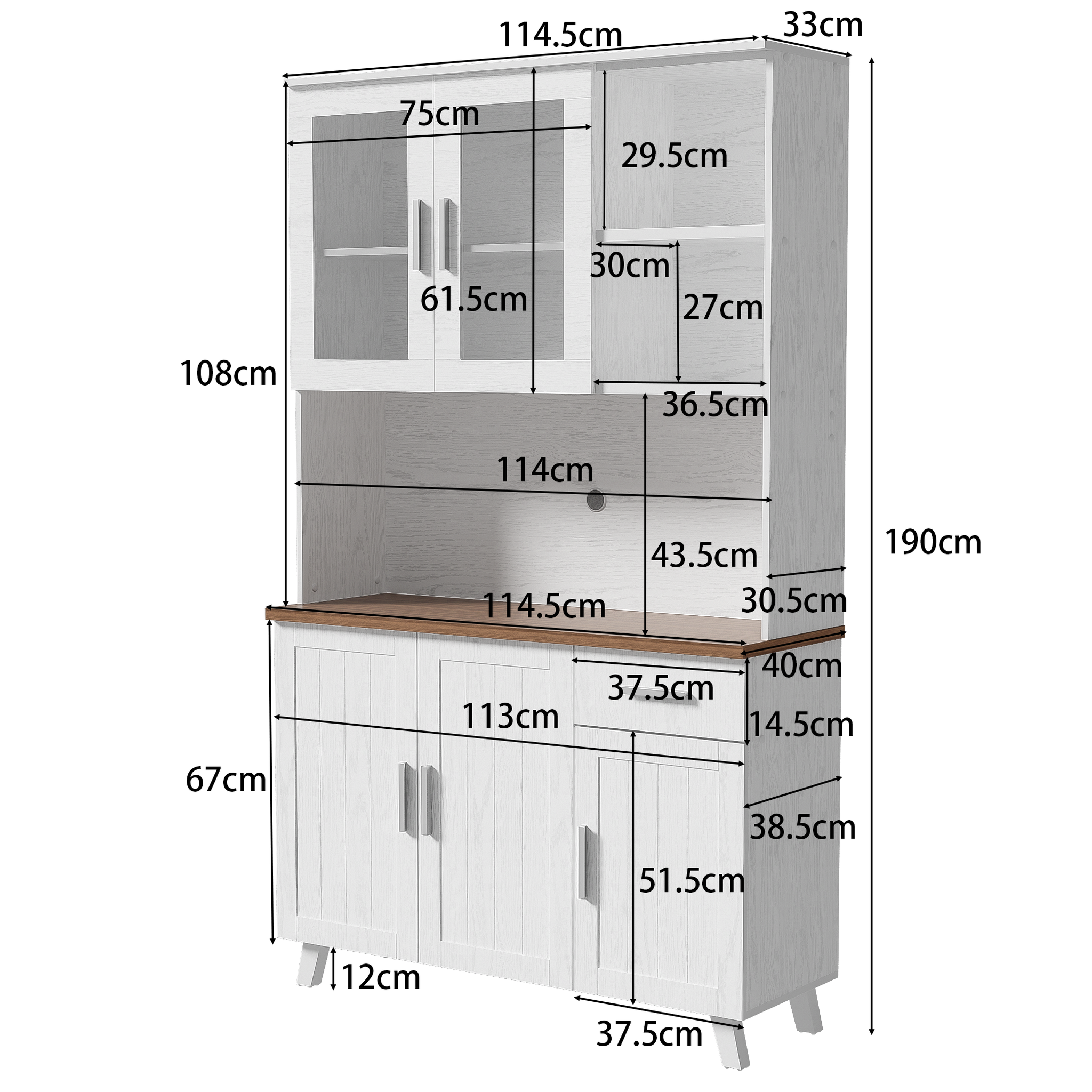 Voir la diapositive 3 : MERAX Buffet de cuisine 5 portes 1 tiroir - 114 cm blanc panneau de particules