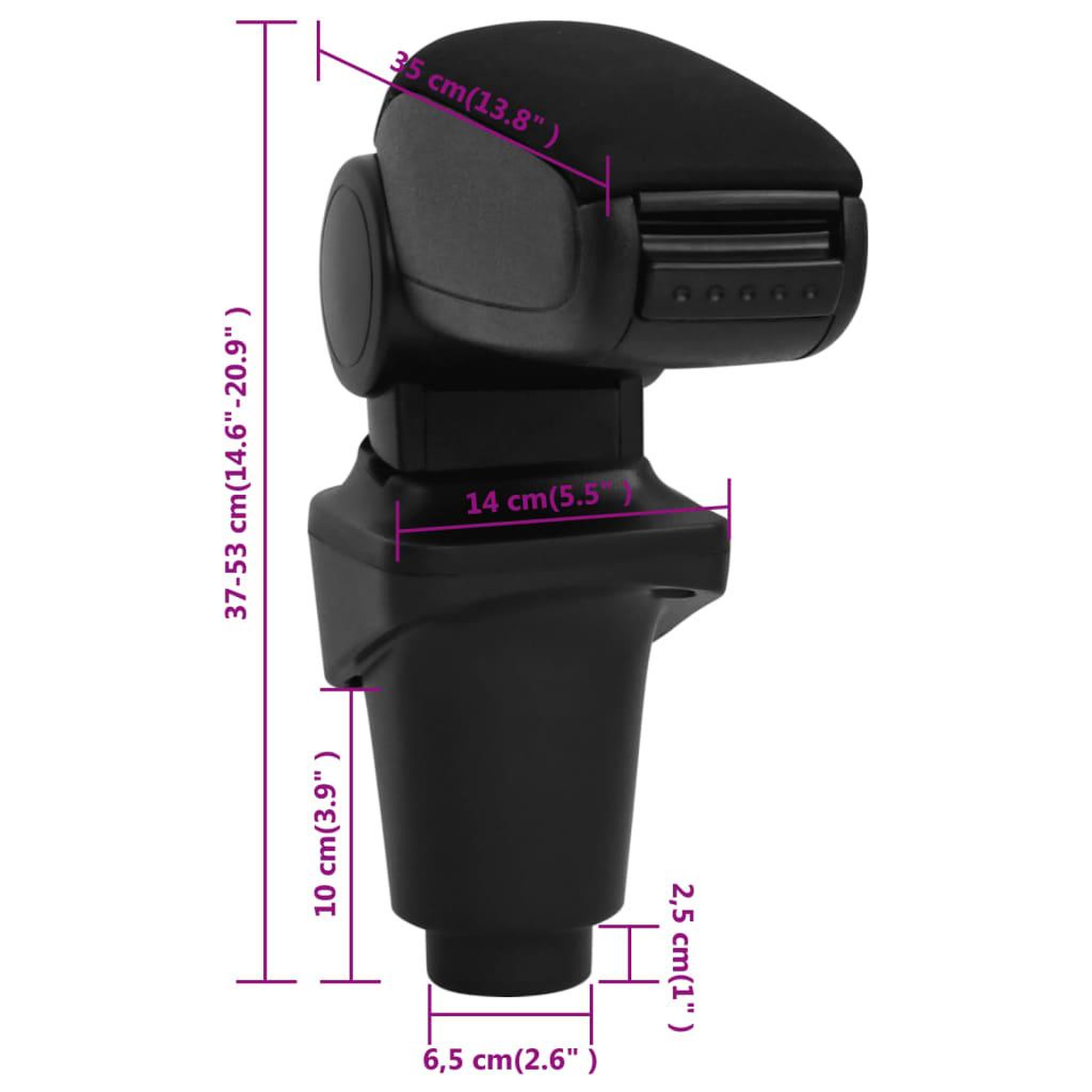 Voir la diapositive 6 : VIDAXL Accoudoir de voiture noir 14x35x(37-53) cm ABS