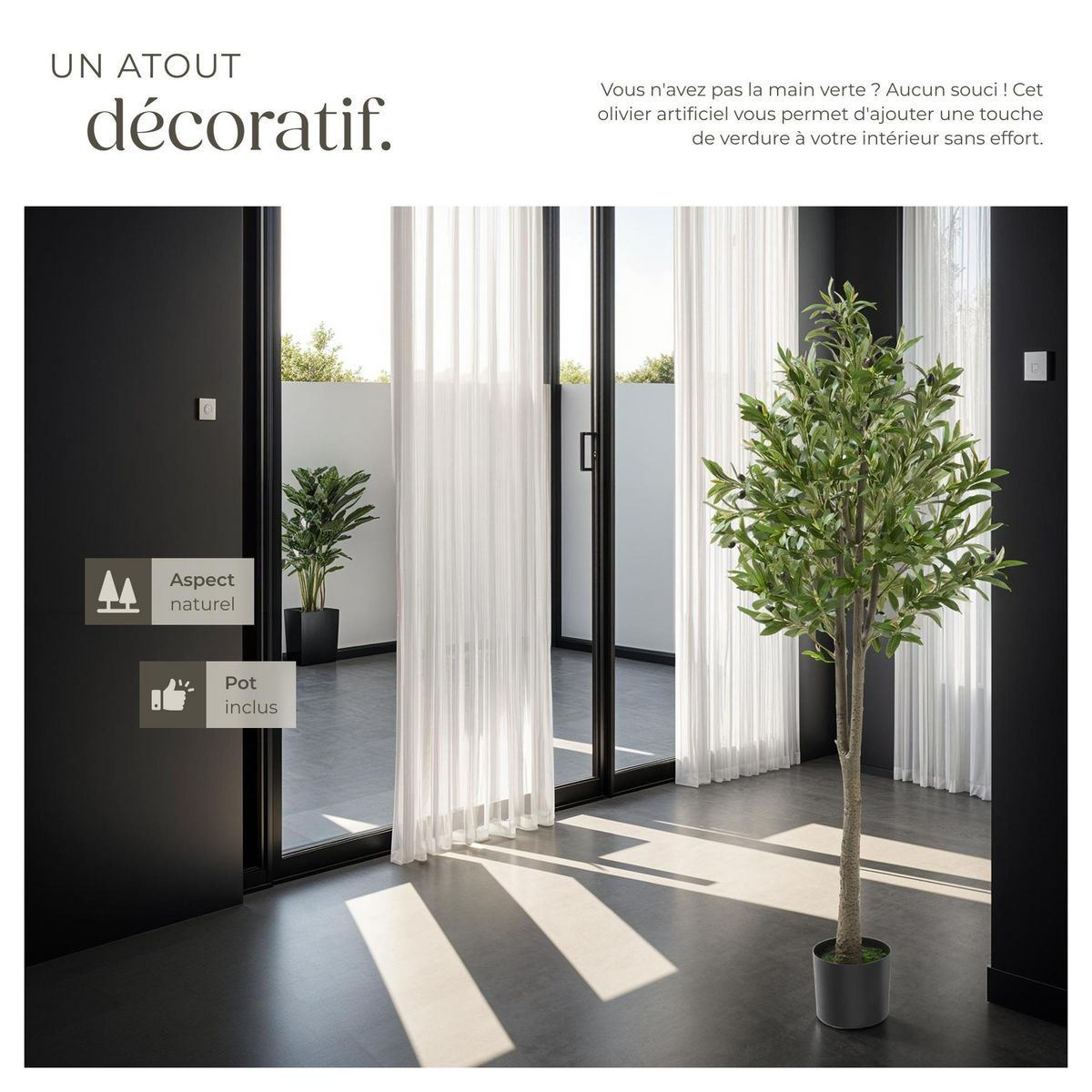 tectake Olivier artificiel design très réaliste vert