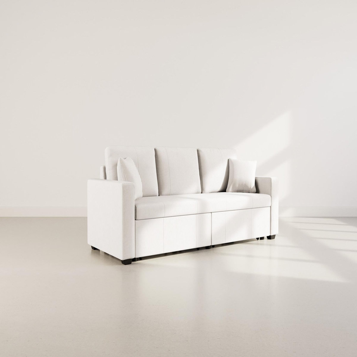 BEST MOBILIER Cyrus - canapé droit 3 places convertible en velours côtelé