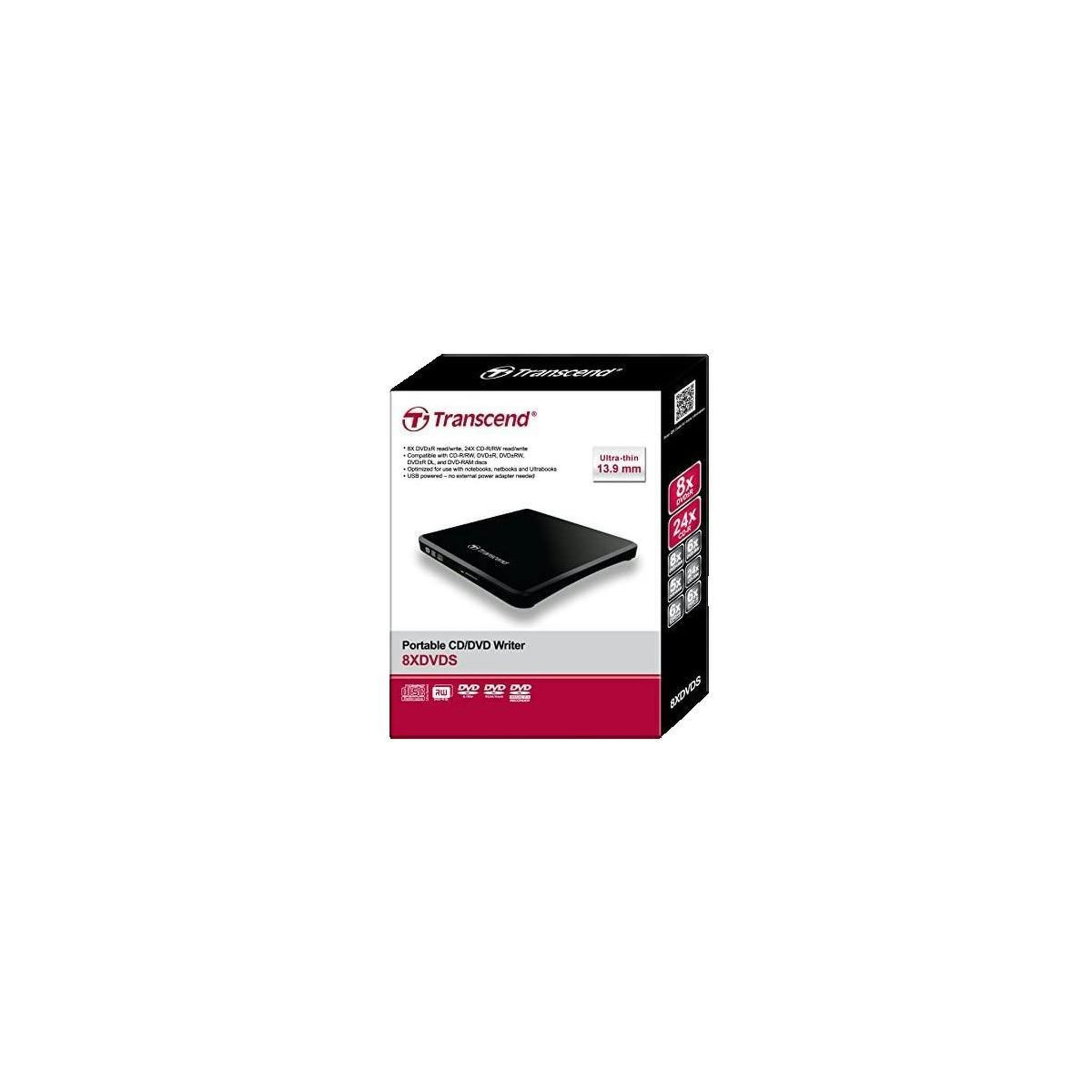 Transcend Graveur DVD externe Transcend TS8XDVDS-K Ultra-mince noir