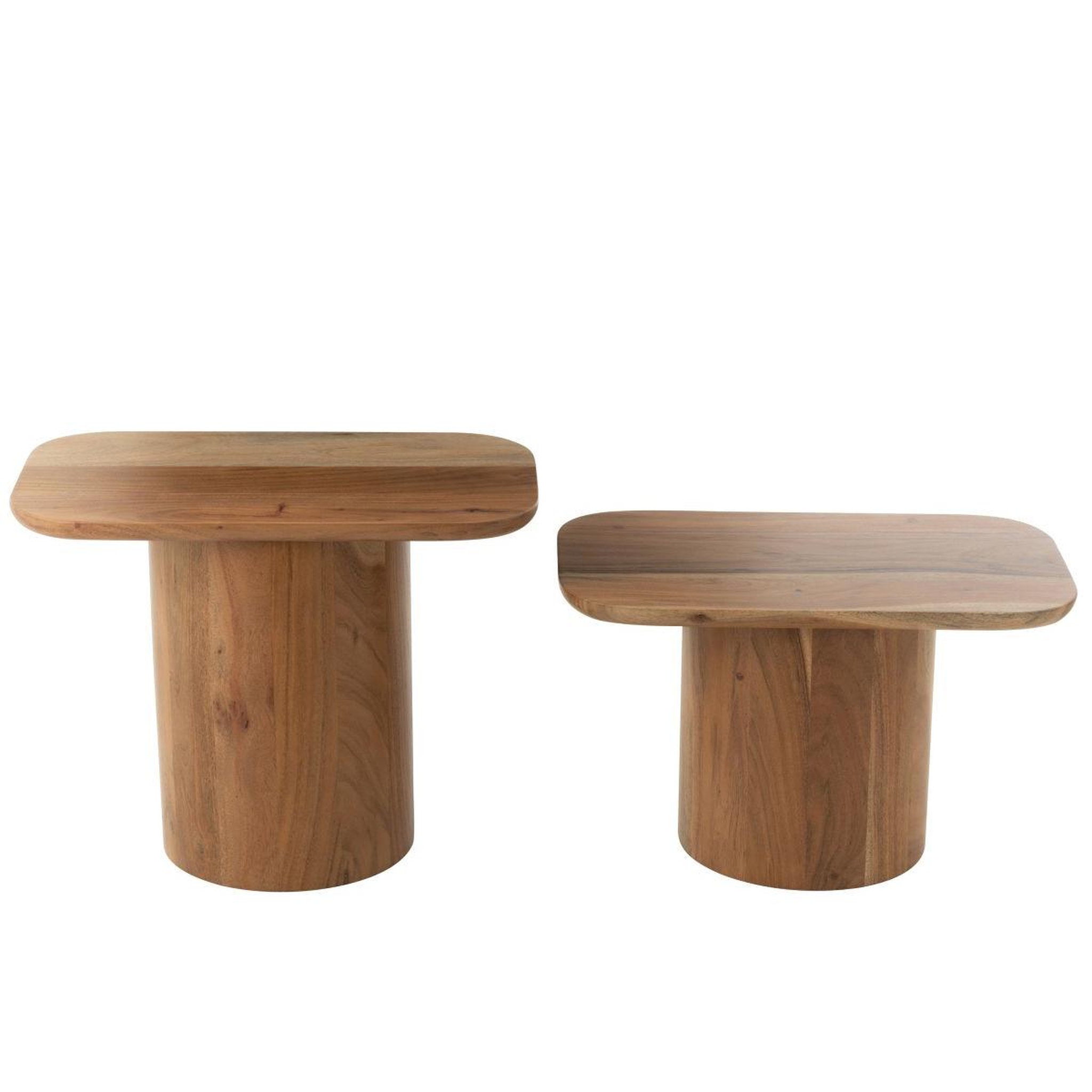 Voir la diapositive 2 : J-LINE Lot de 2 tables d'appoint en bois  glenda  60cm naturel