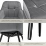 Voir la diapositive 5 : tectake Chaise de salle à manger rembourrée et en velours matelassé gris/noir