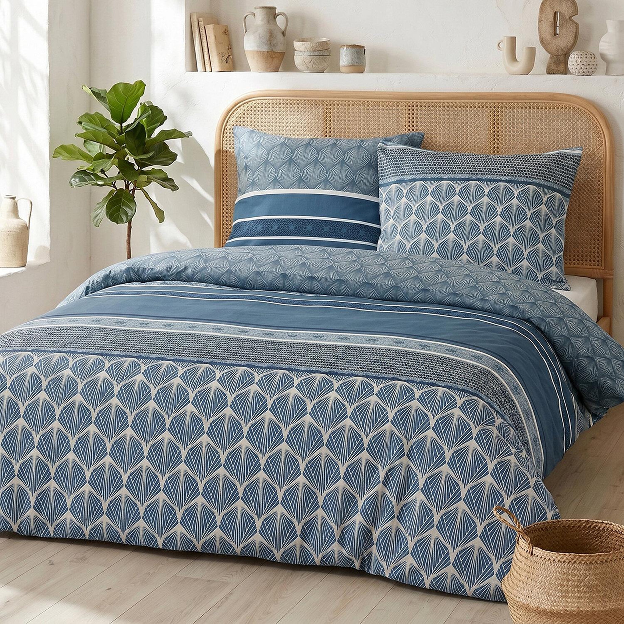 Voir la diapositive 2 : ATELIER DU COTON Parure housse de couette en coton 57 fils oasilis