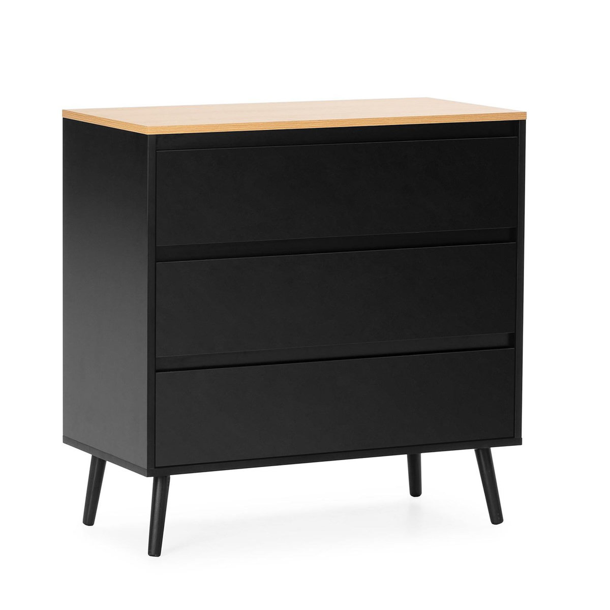 VS VENTA-STOCK Commode Desi 3 tiroirs couleur Noir