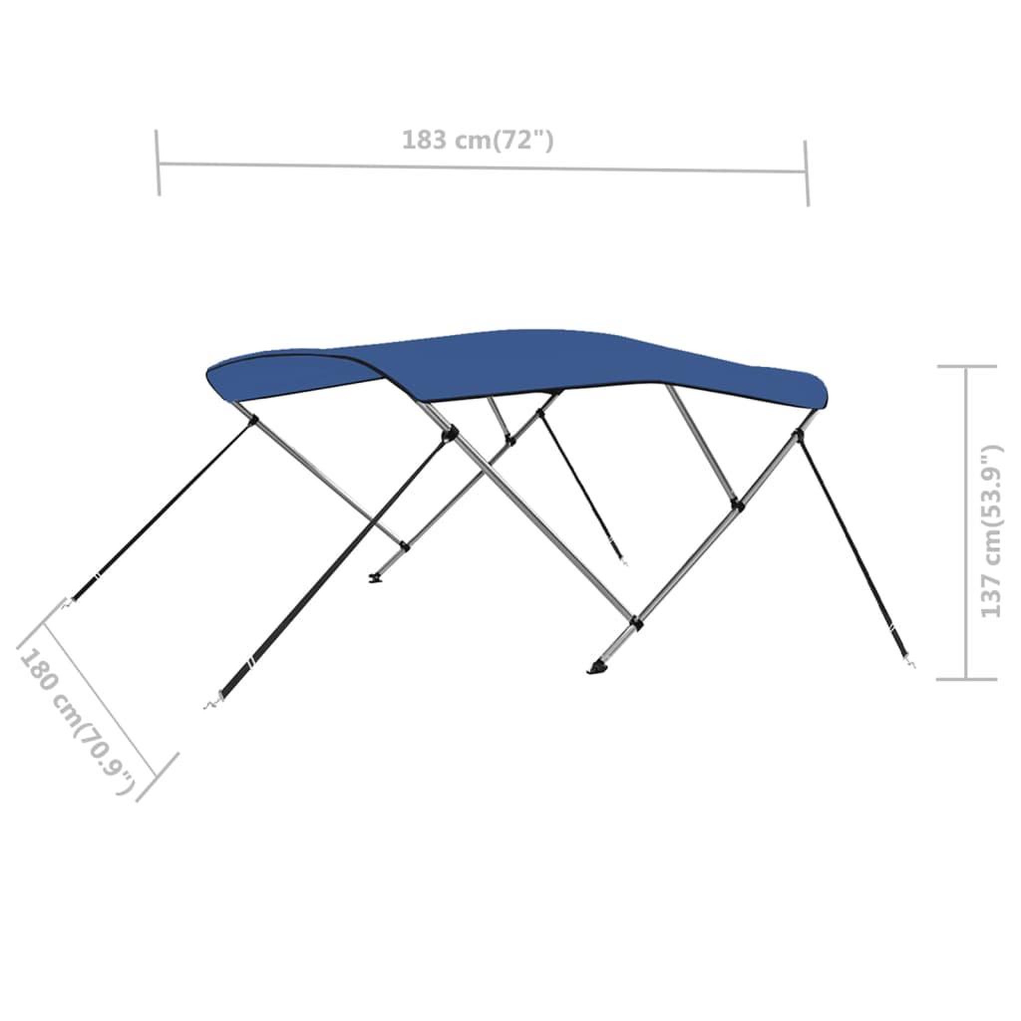 Voir la diapositive 6 : VIDAXL Auvent bimini a 3 arceaux Bleu 183x180x137 cm