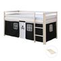 Voir la diapositive 2 : HomeStyle4U Lit mi-hauteur avec rideaux - noir