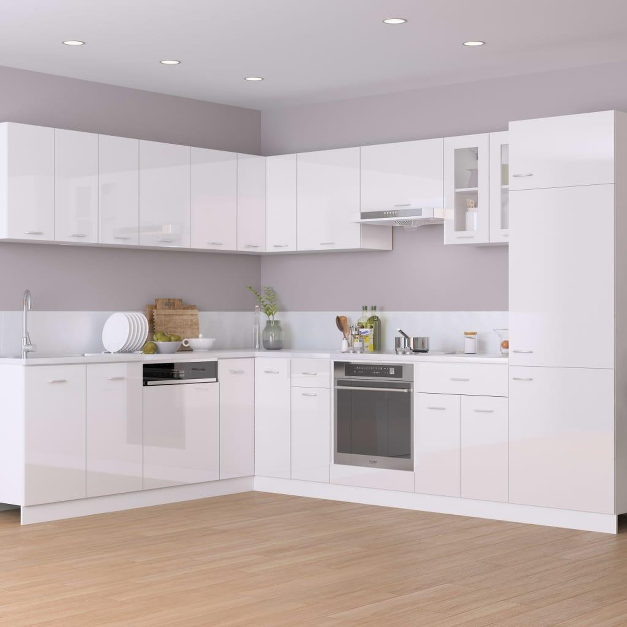 Voir la diapositive 3 : VIDAXL Armoire de plancher d'evier Blanc brillant Bois d'ingenierie