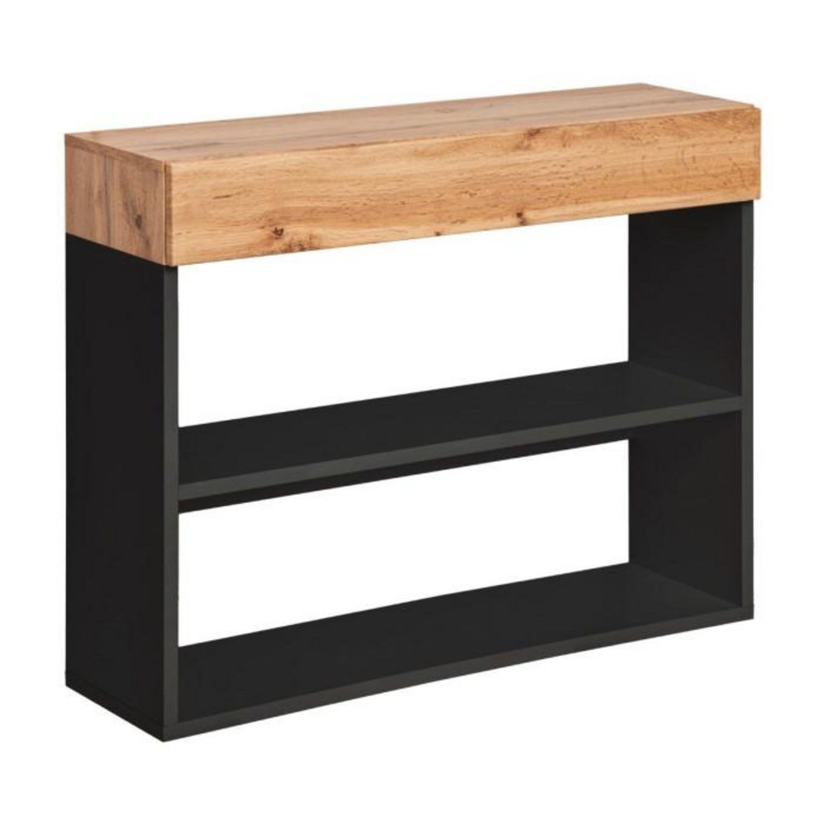 Paris Prix Étagère Murale 2 Niveaux & Tiroir  Easy  100cm Noir