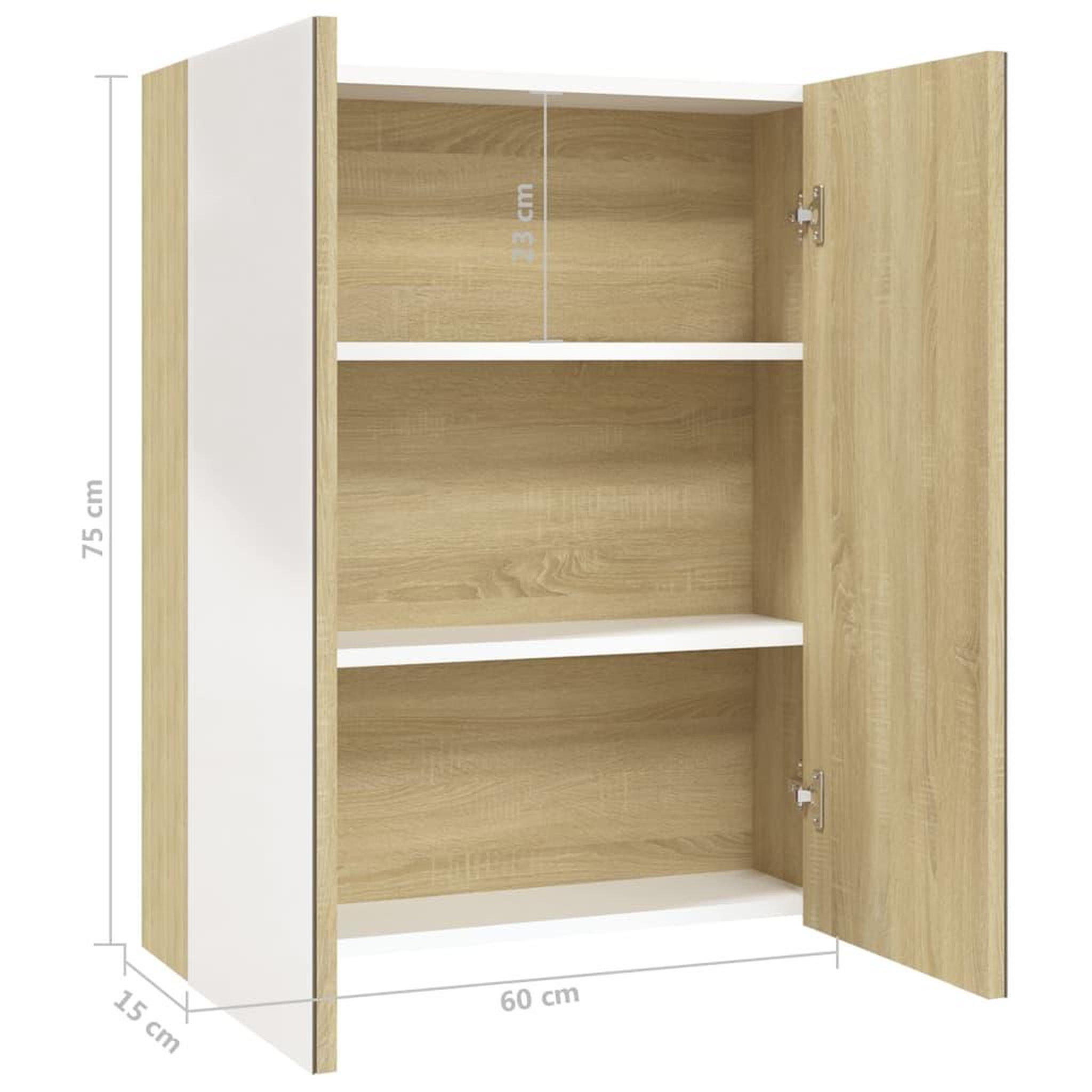 Voir la diapositive 6 : VIDAXL Armoire a miroir de salle de bain 60x15x75cm MDF Blanc et chene