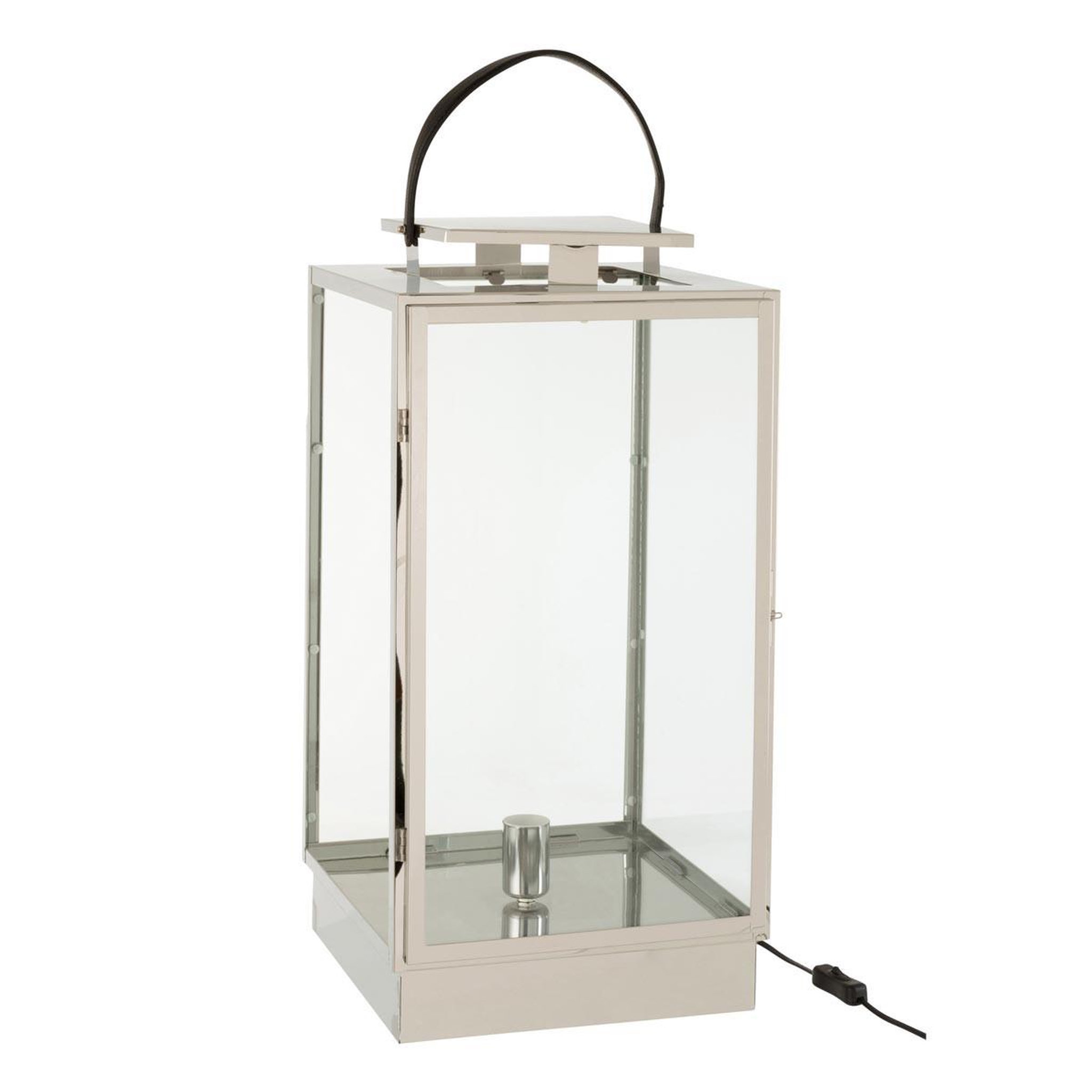 J-LINE Lanterne en Verre  Rosalinda  76cm Argent