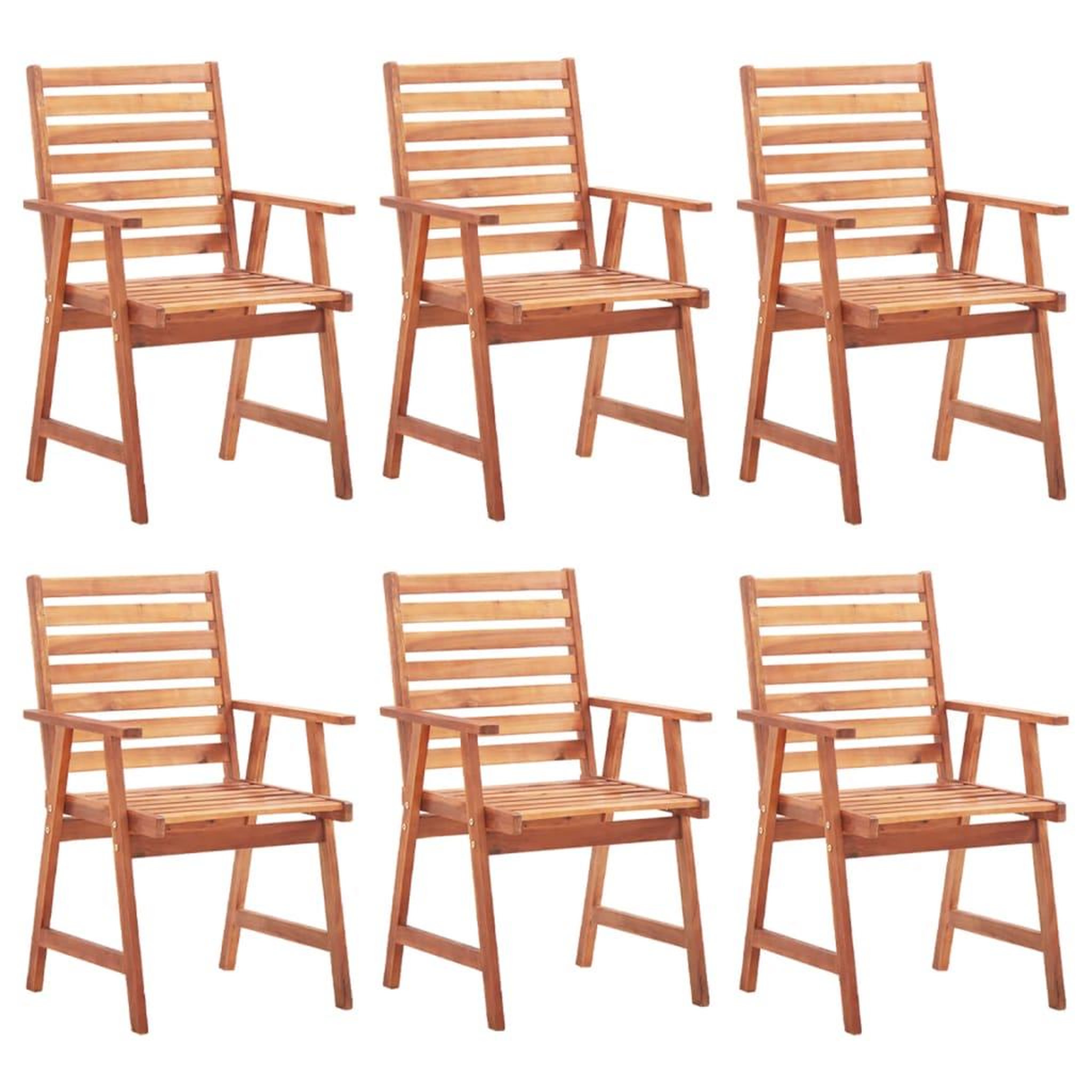 Voir la diapositive 2 : VIDAXL Chaises a manger d'exterieur lot de 6 et coussins Acacia massif