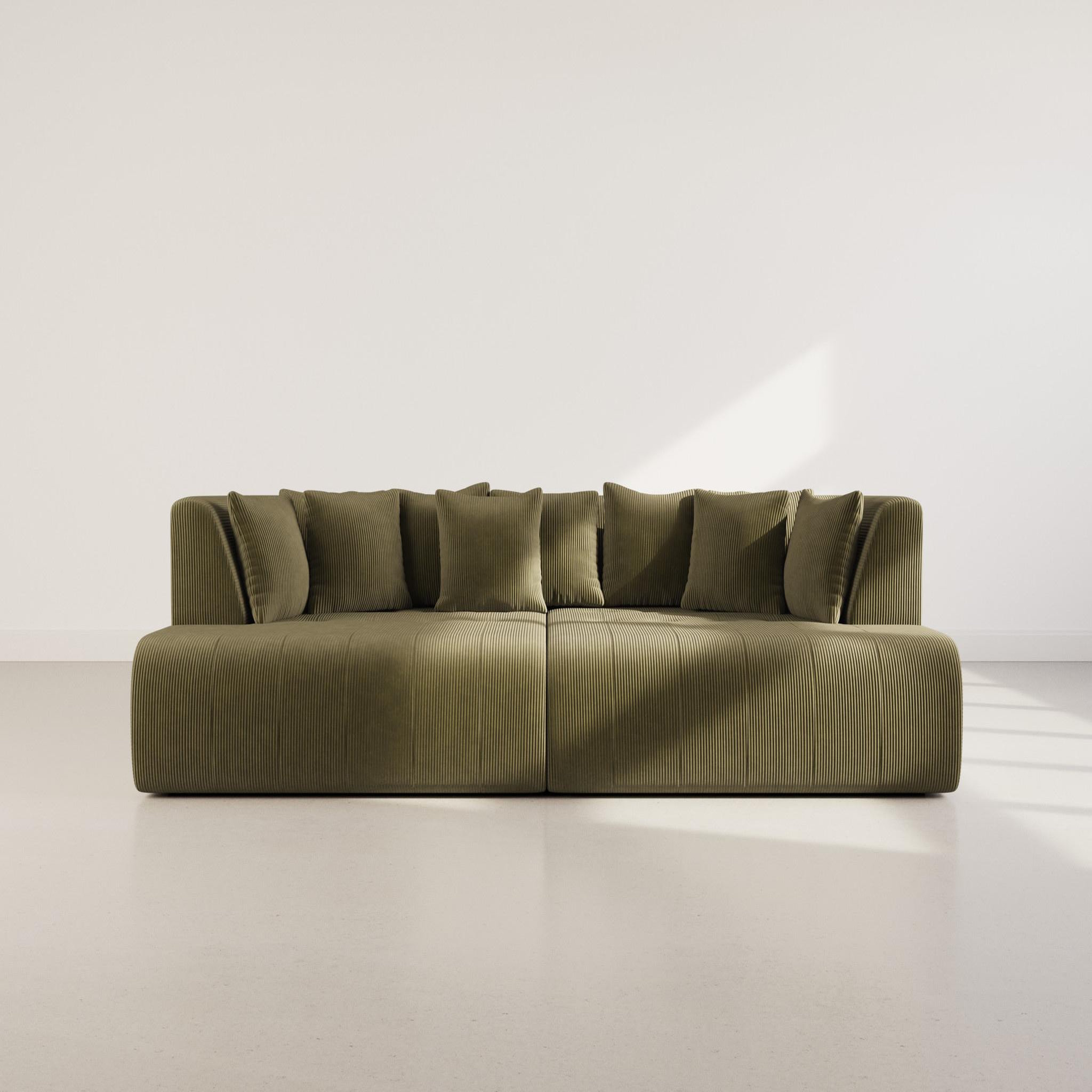 Voir la diapositive 2 : LISA DESIGN Onyx - canapé droit 4 places avec double méridienne - assise profonde - en velours côtelé